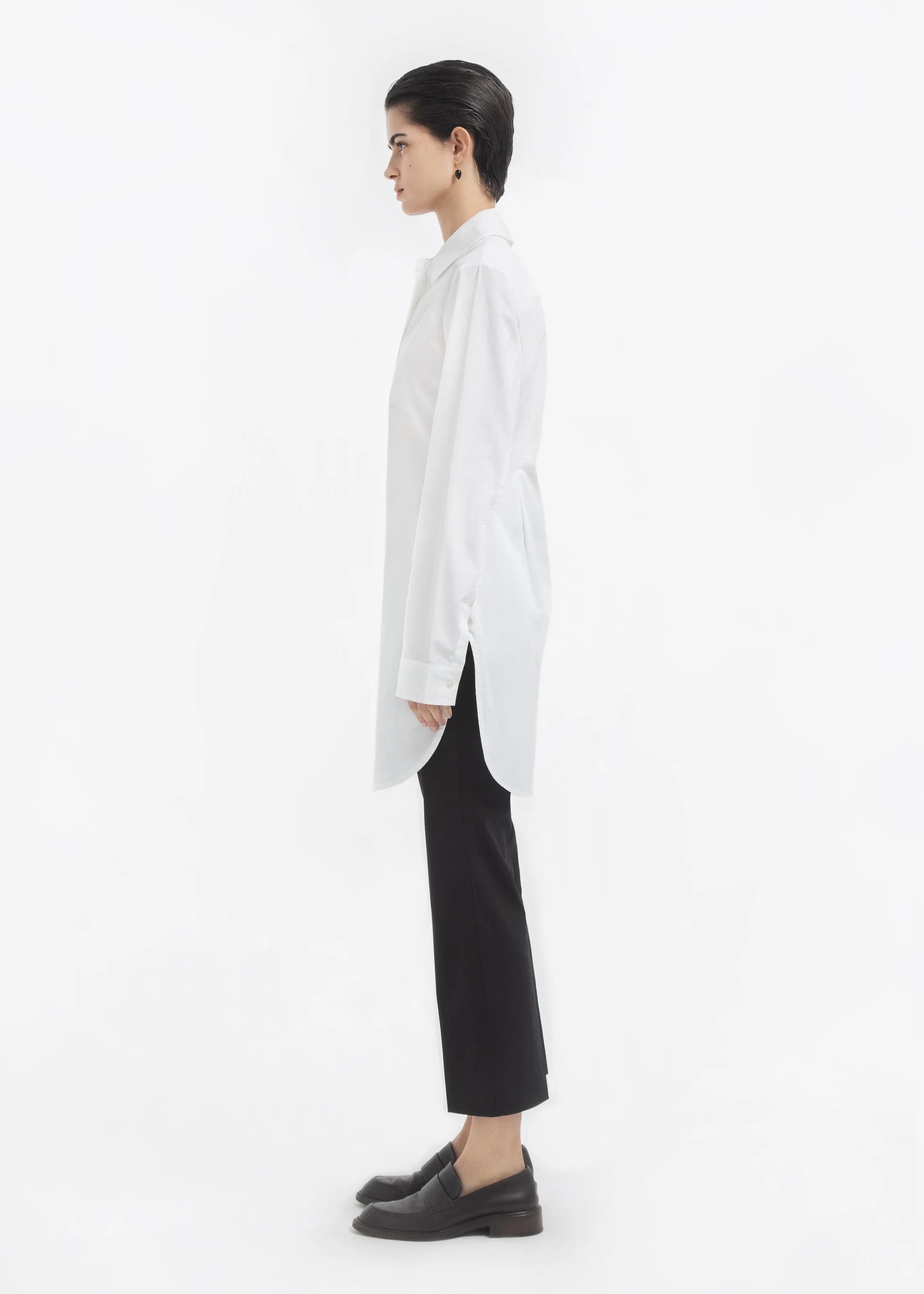 Cinched Button Down Shirt in Cotton Poplin - White sold by CO product image thumbnail 2