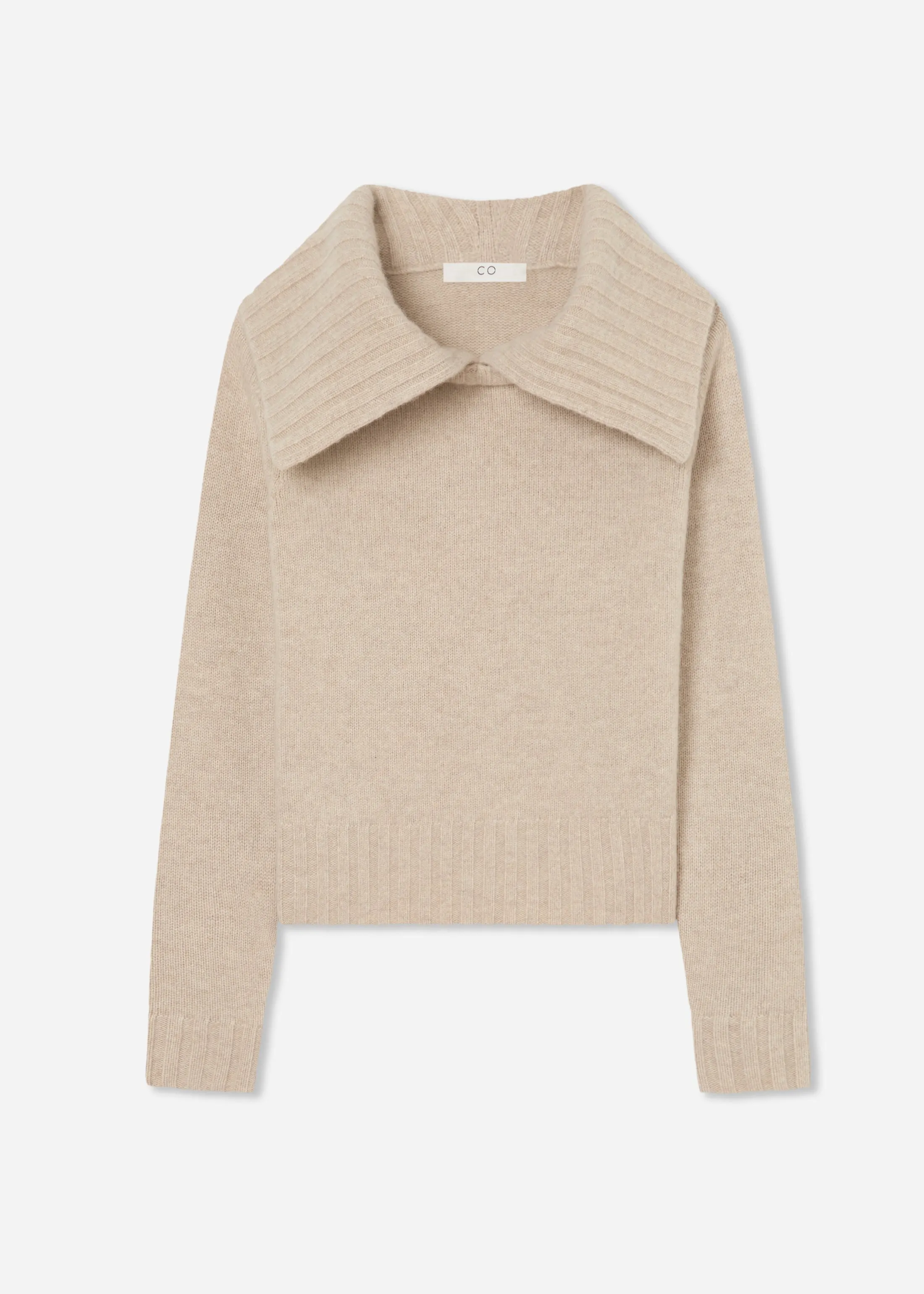 Ribbed Collared Sweater in Cashmere - Beige Melange sold by CO product image thumbnail 4