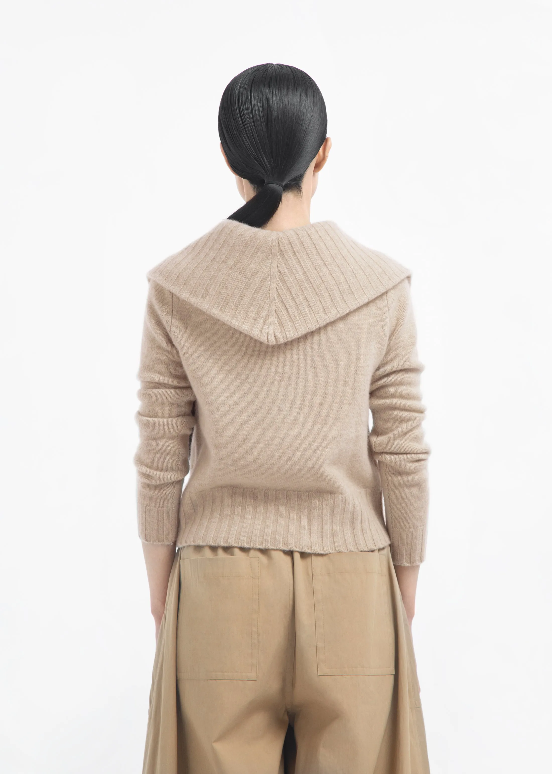 Ribbed Collared Sweater in Cashmere - Beige Melange sold by CO product image thumbnail 3