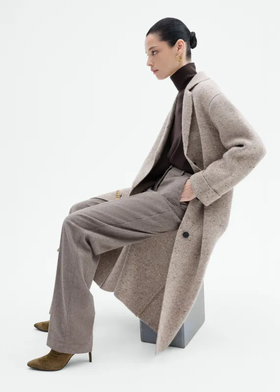Sweater Coat in Wool Cashmere Tweed - Antelope made by CO