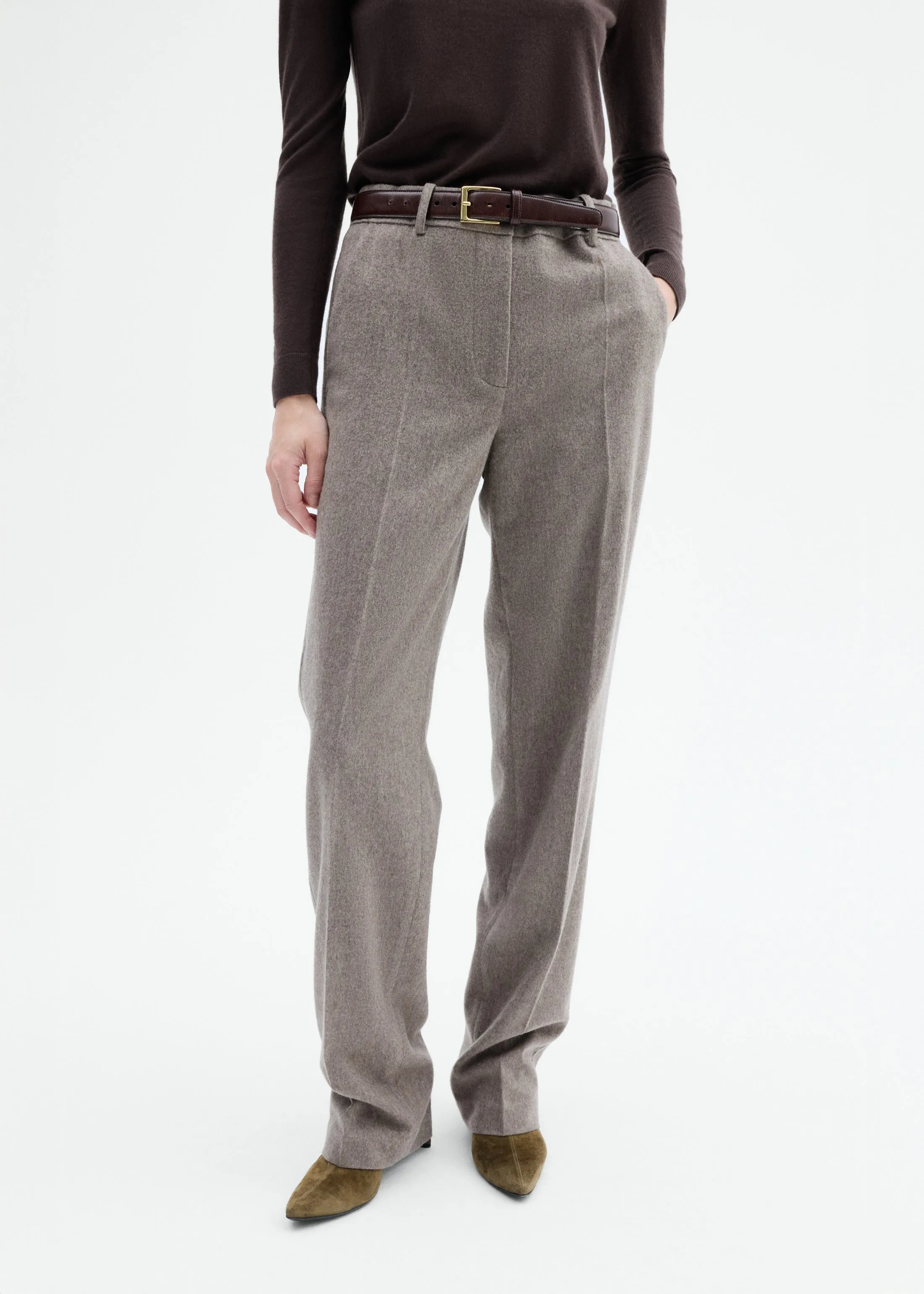 Tailored Straight Pant in Wool Cashmere - Oatmeal sold by CO product image thumbnail 2