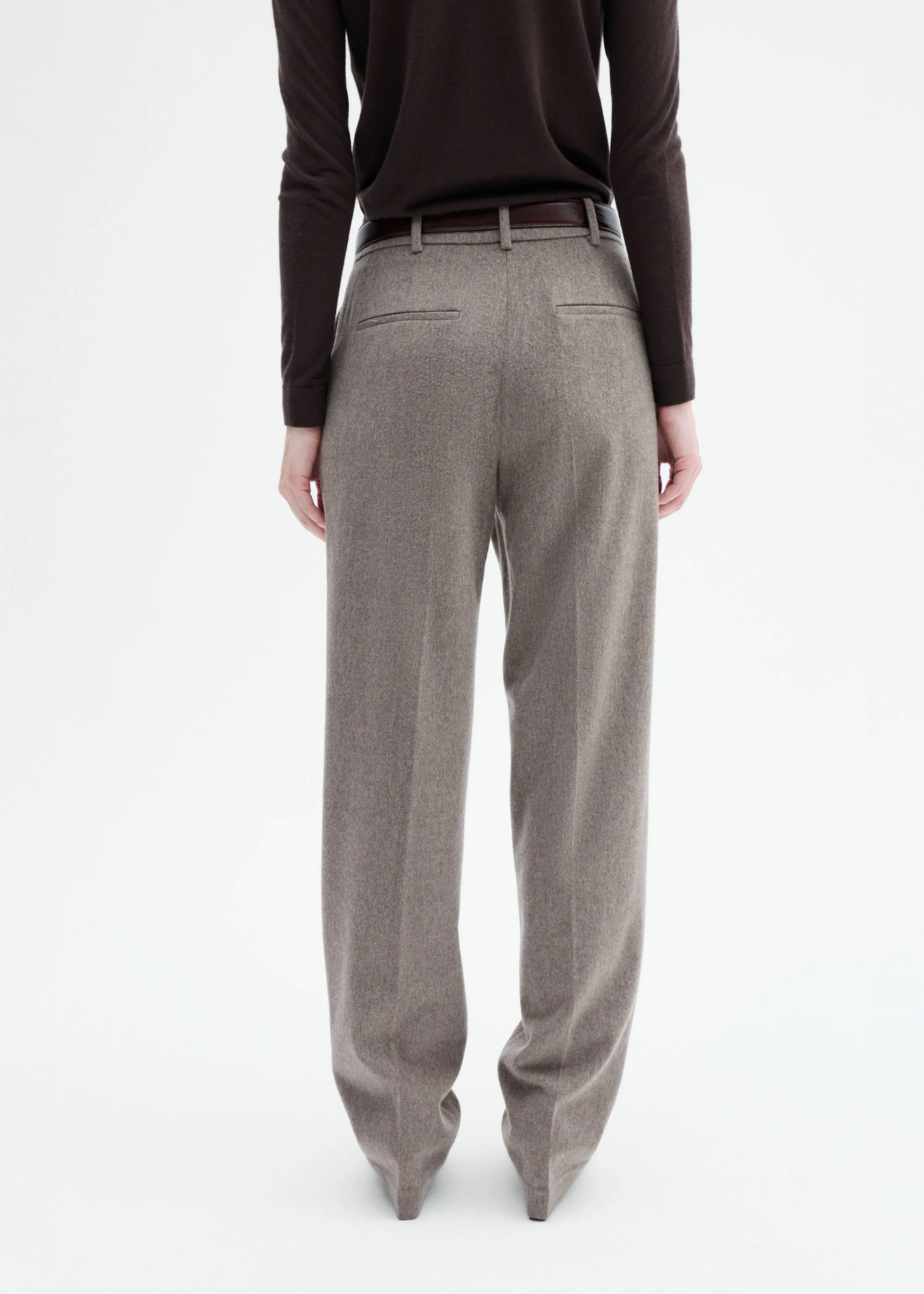 Tailored Straight Pant in Wool Cashmere - Oatmeal sold by CO product image thumbnail 3