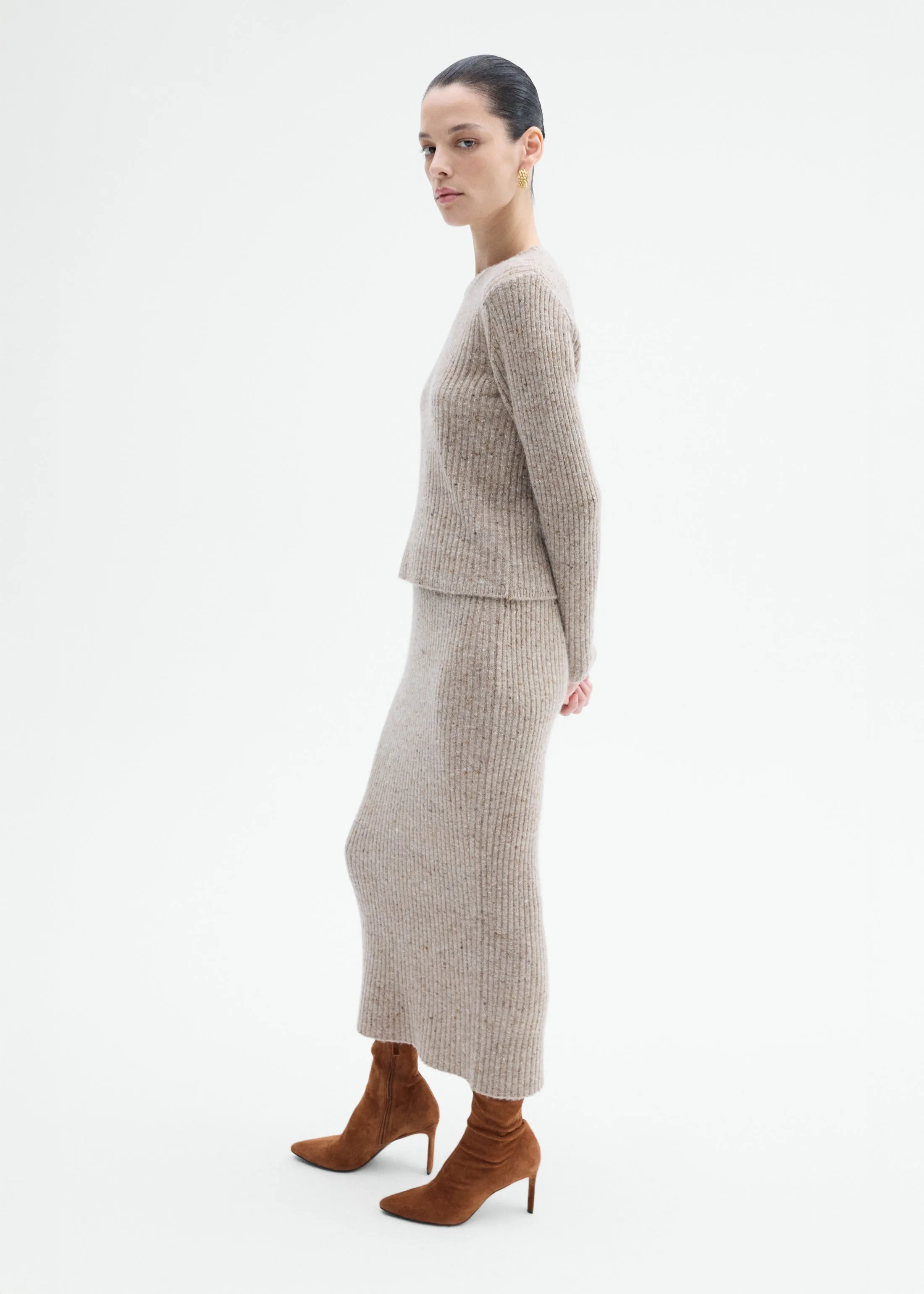 Midi Knit Skirt in Wool Cashmere - Antelope sold by CO product image thumbnail 2