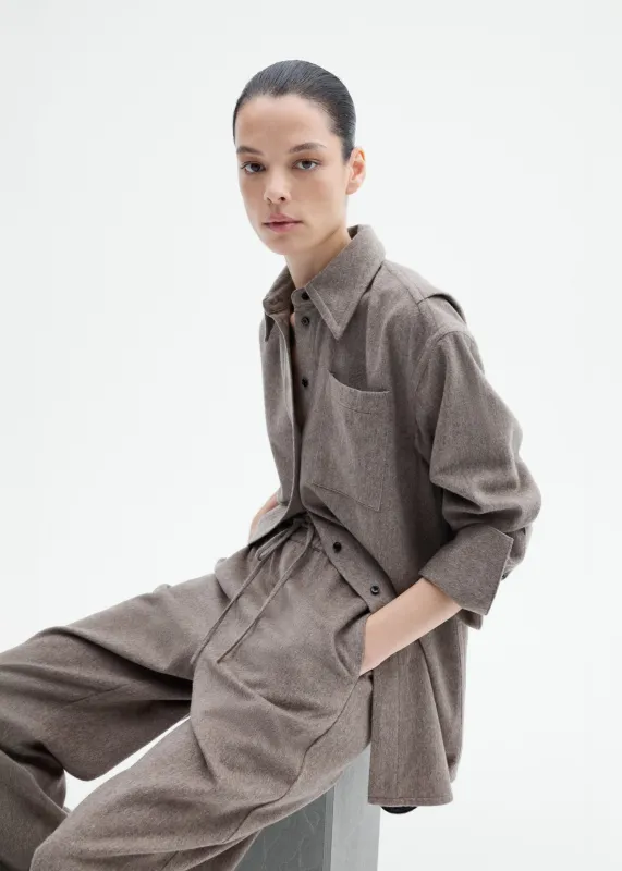 Tailored Flannel Shirt in Wool Cashmere - Oatmeal sold by CO