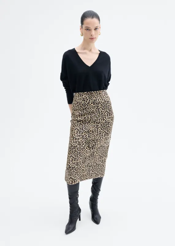 Leopard Pencil Skirt in Calf Hair - Leopard made by CO