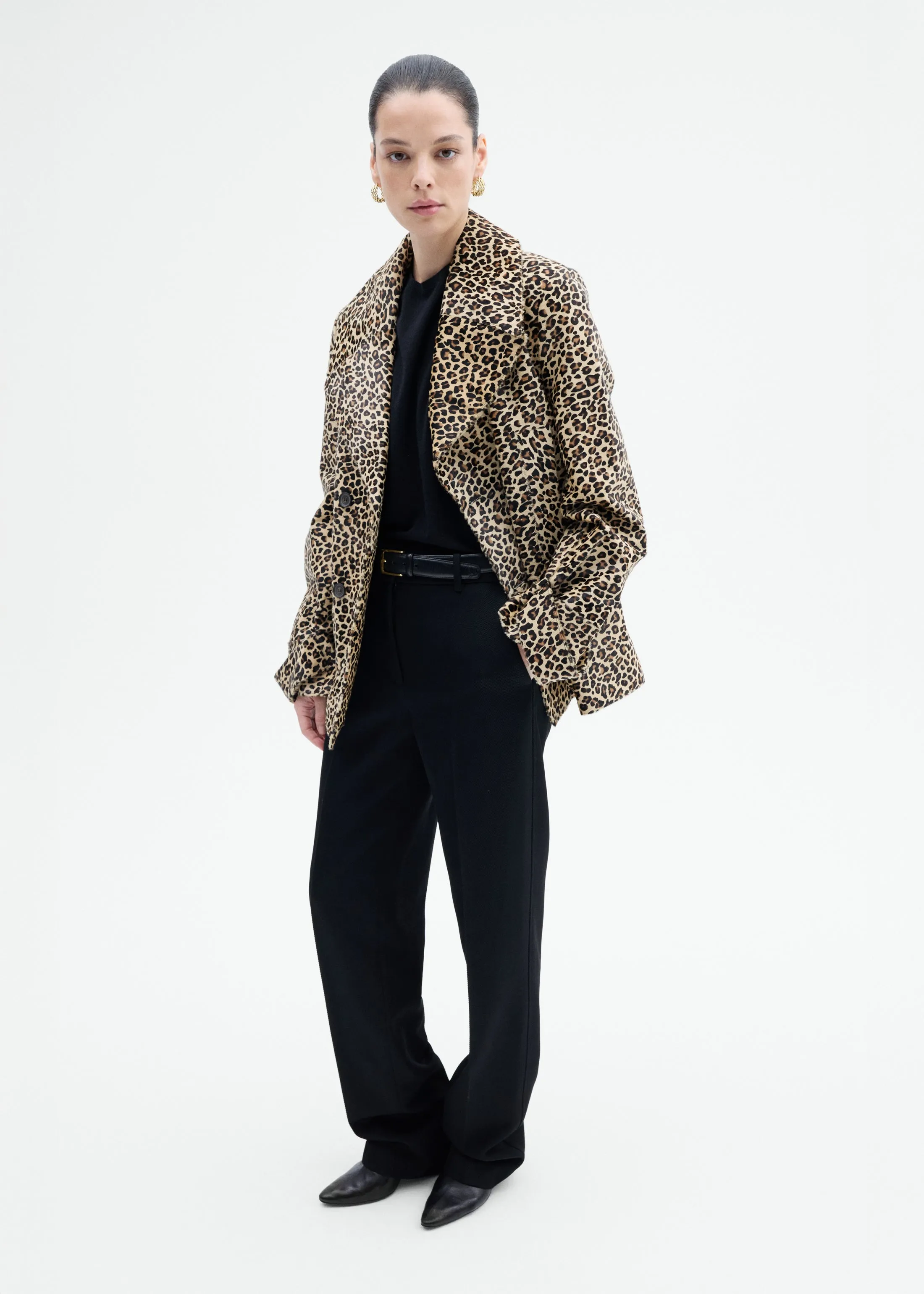 Double Faced Leopard Peacoat in Calf Hair - Leopard sold by CO product image thumbnail 3