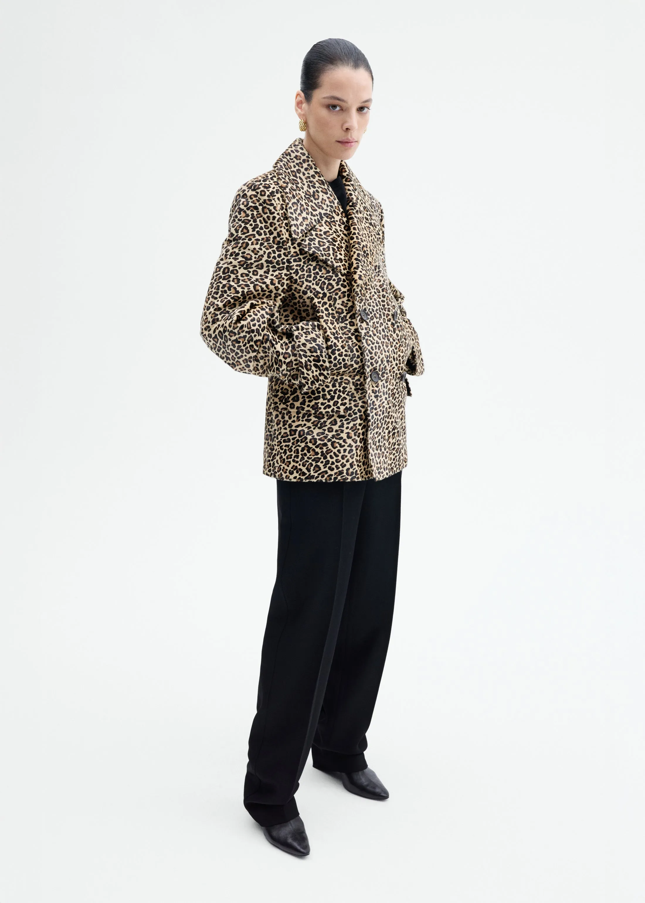 Double Faced Leopard Peacoat in Calf Hair - Leopard sold by CO product image thumbnail 5