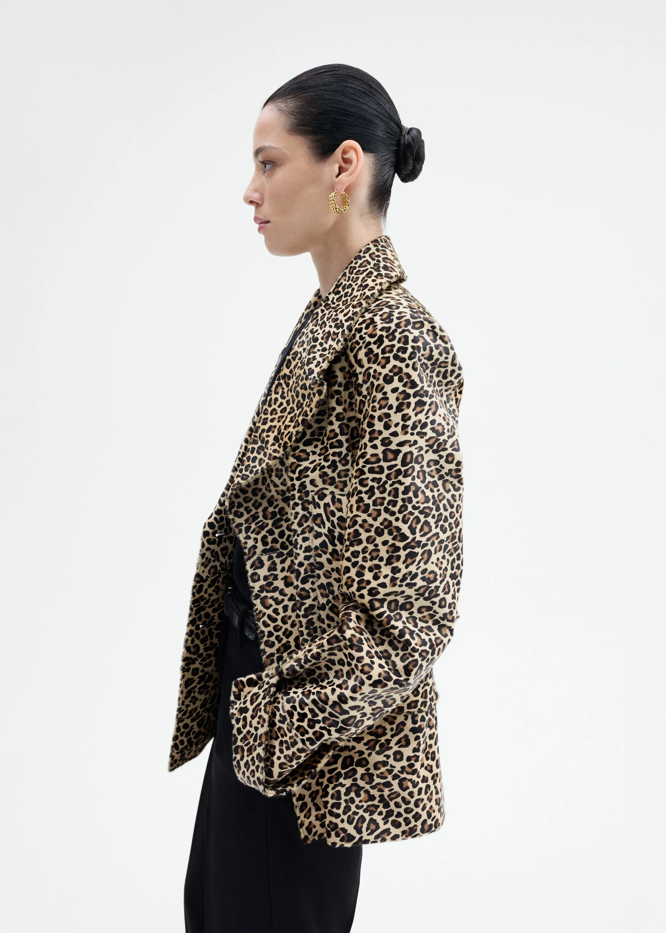 Double Faced Leopard Peacoat in Calf Hair - Leopard sold by CO product image thumbnail 2