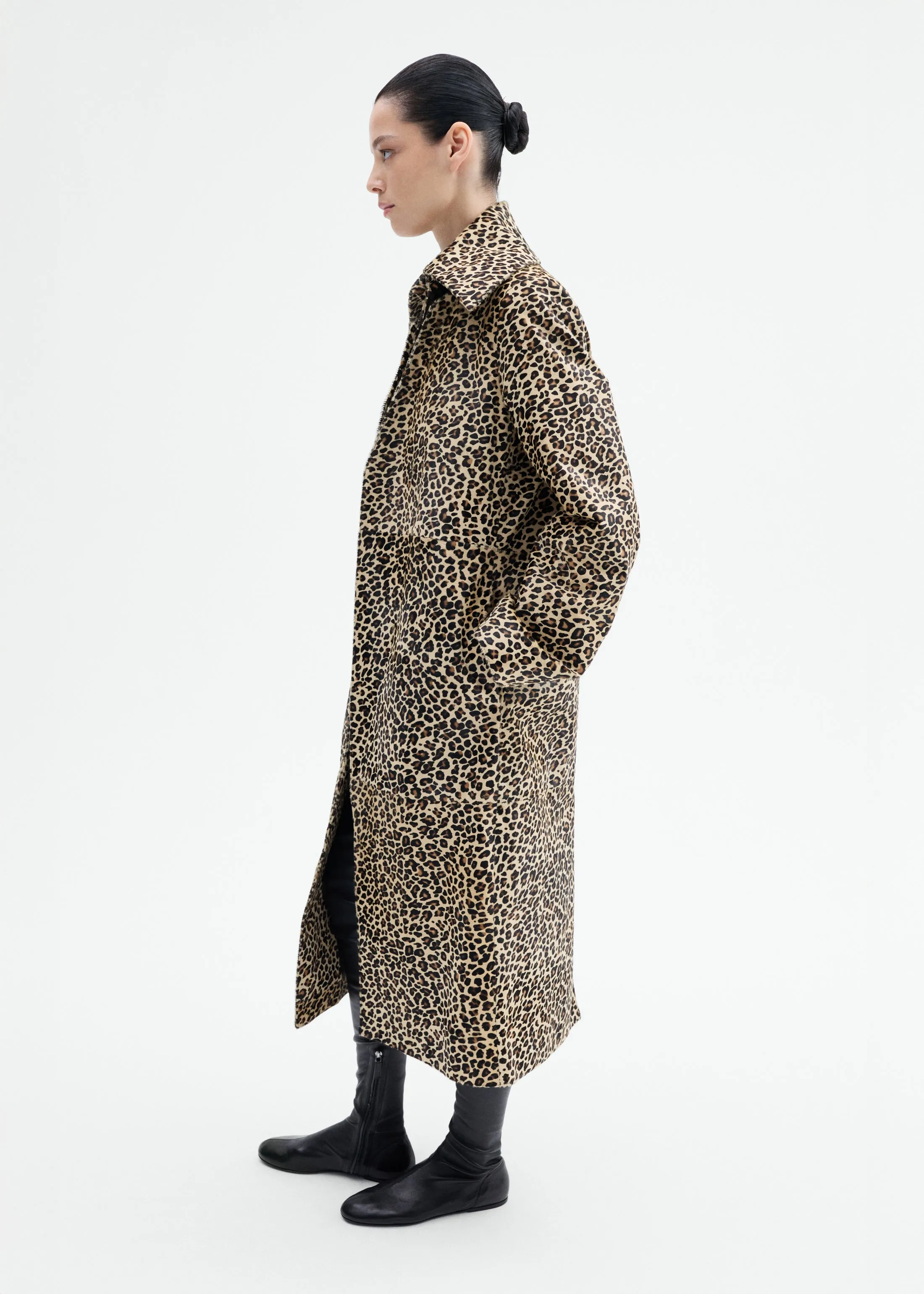 Leopard Collared Coat in Calf Hair - Leopard sold by CO product image thumbnail 2
