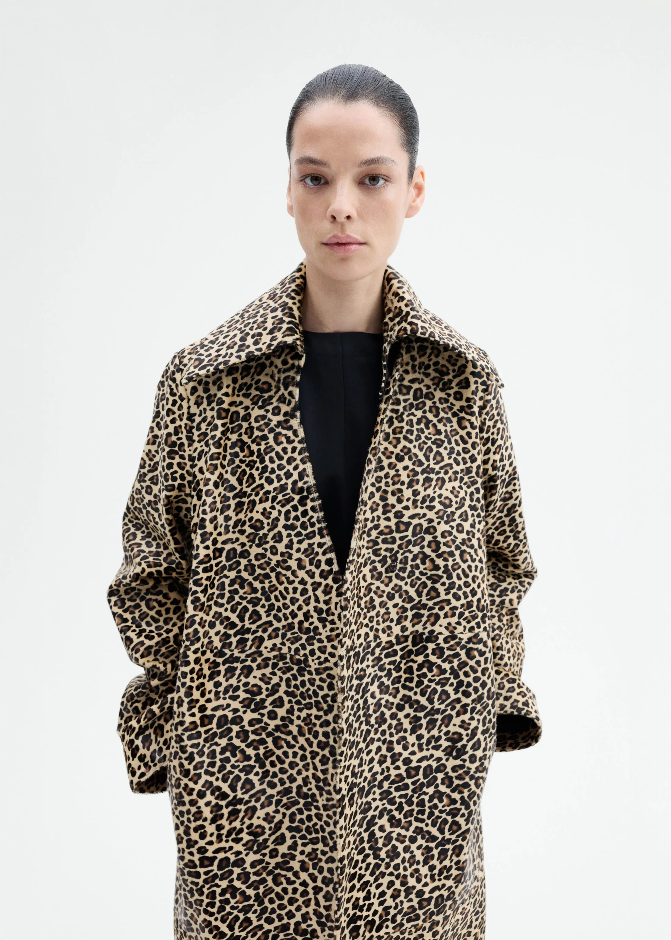 Leopard Collared Coat in Calf Hair - Leopard sold by CO product image thumbnail 4