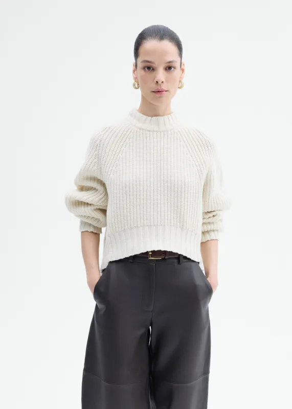 Wool Blend Cropped Sweater - Ivory sold by CO