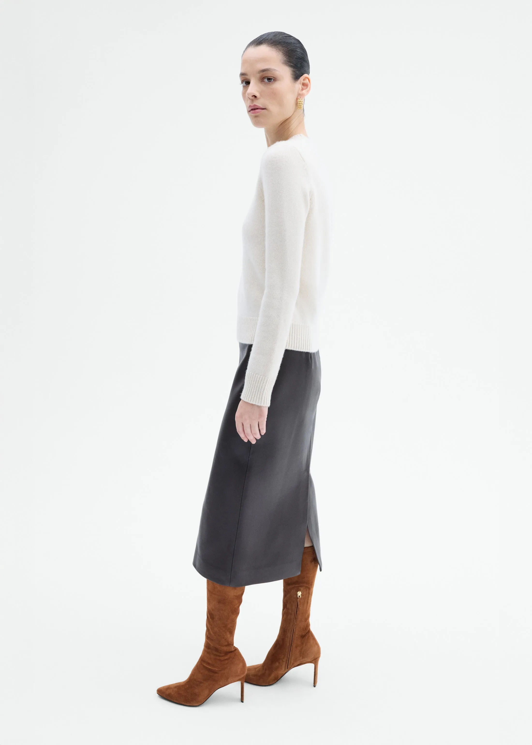 Crew Sweater in Cashmere - Wheat sold by CO product image thumbnail 3