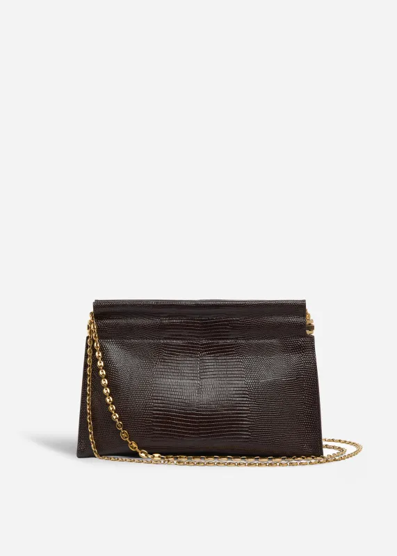 Small Leather Clutch with Chain - Espresso sold by CO