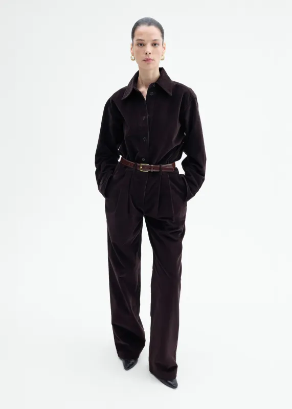 Corduroy Wide Leg Pant - Chocolate made by CO