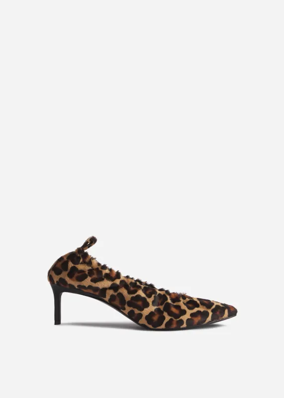 Calf Hair Pointed Ruched Pumps - Leopard made by CO
