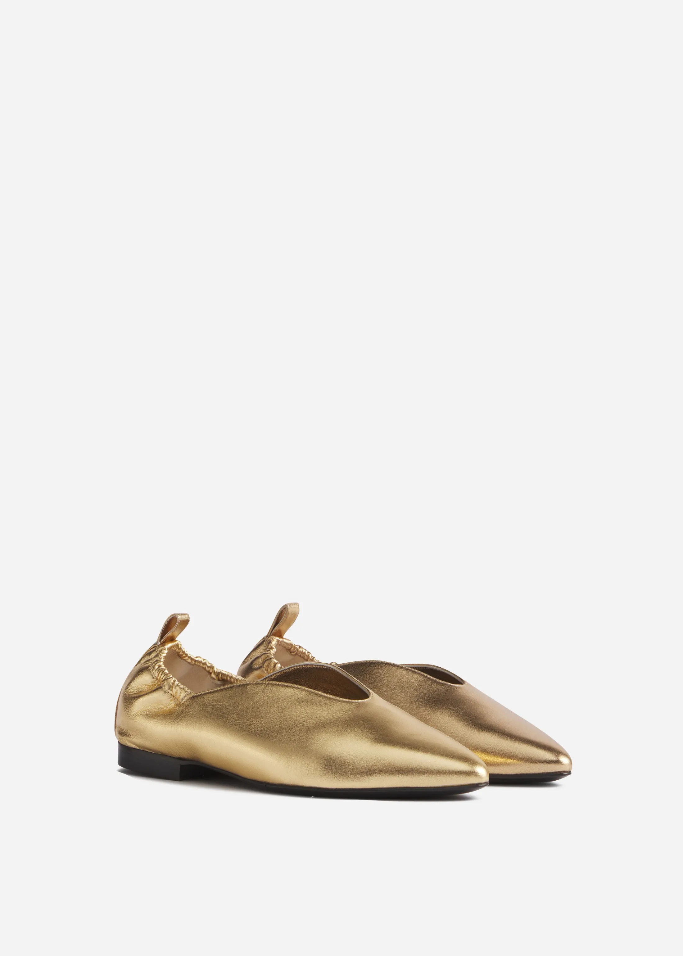 Leather Ruched Back Pointed Flat - Gold sold by CO product image thumbnail 2