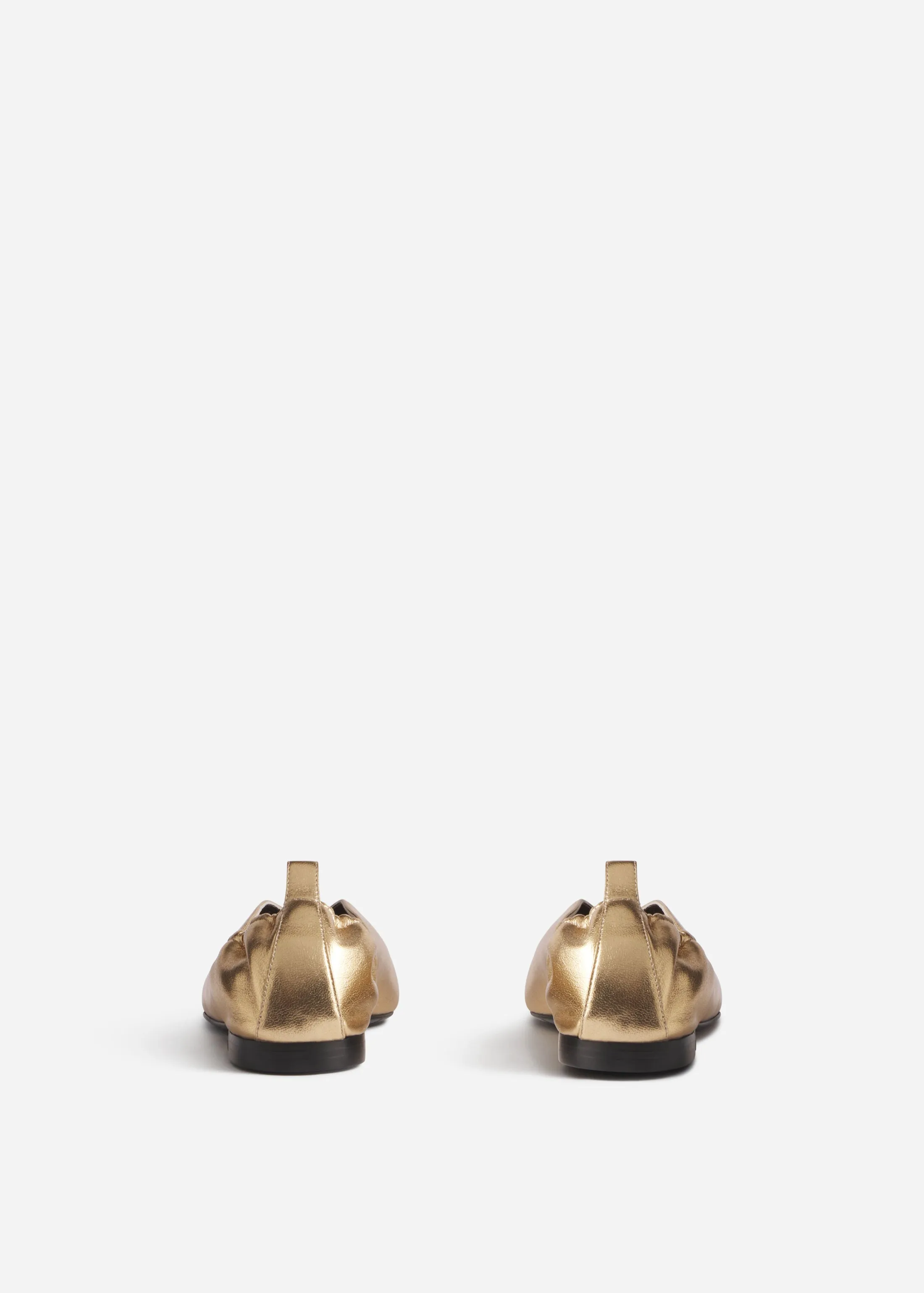 Leather Ruched Back Pointed Flat - Gold sold by CO product image thumbnail 3
