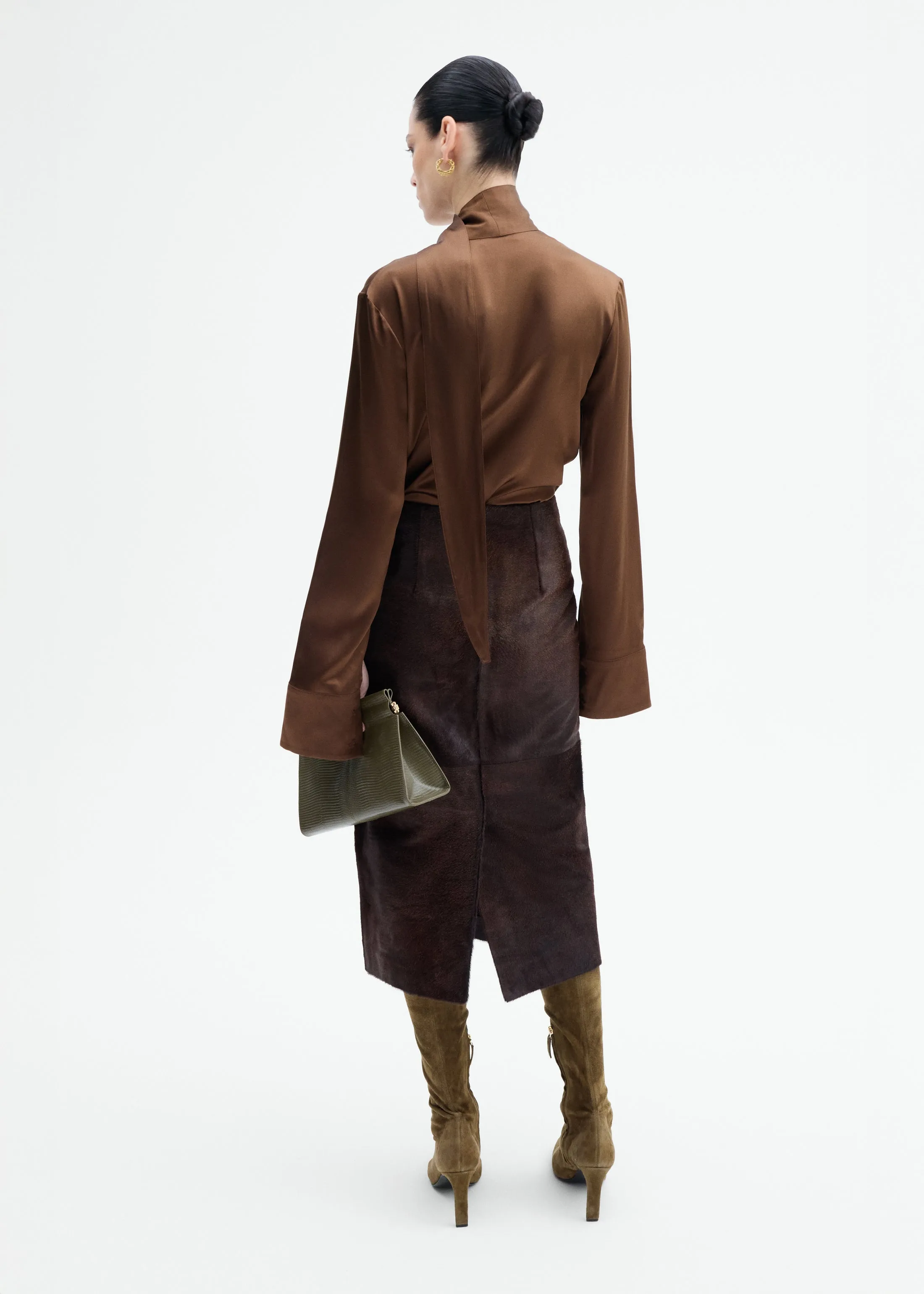 Scarf Blouse in Silk Charmeuse - Moose sold by CO product image thumbnail 2