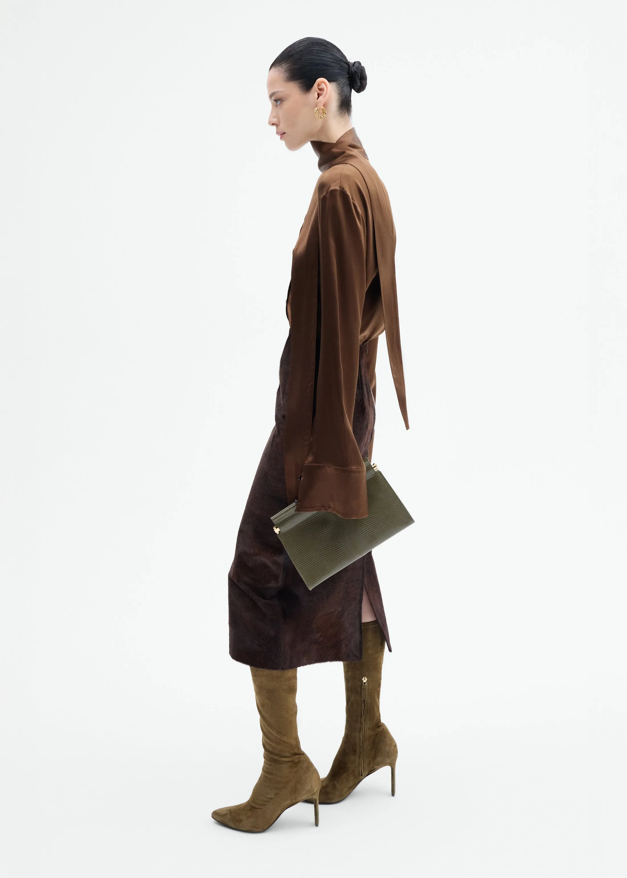 Scarf Blouse in Silk Charmeuse - Moose sold by CO product image thumbnail 3