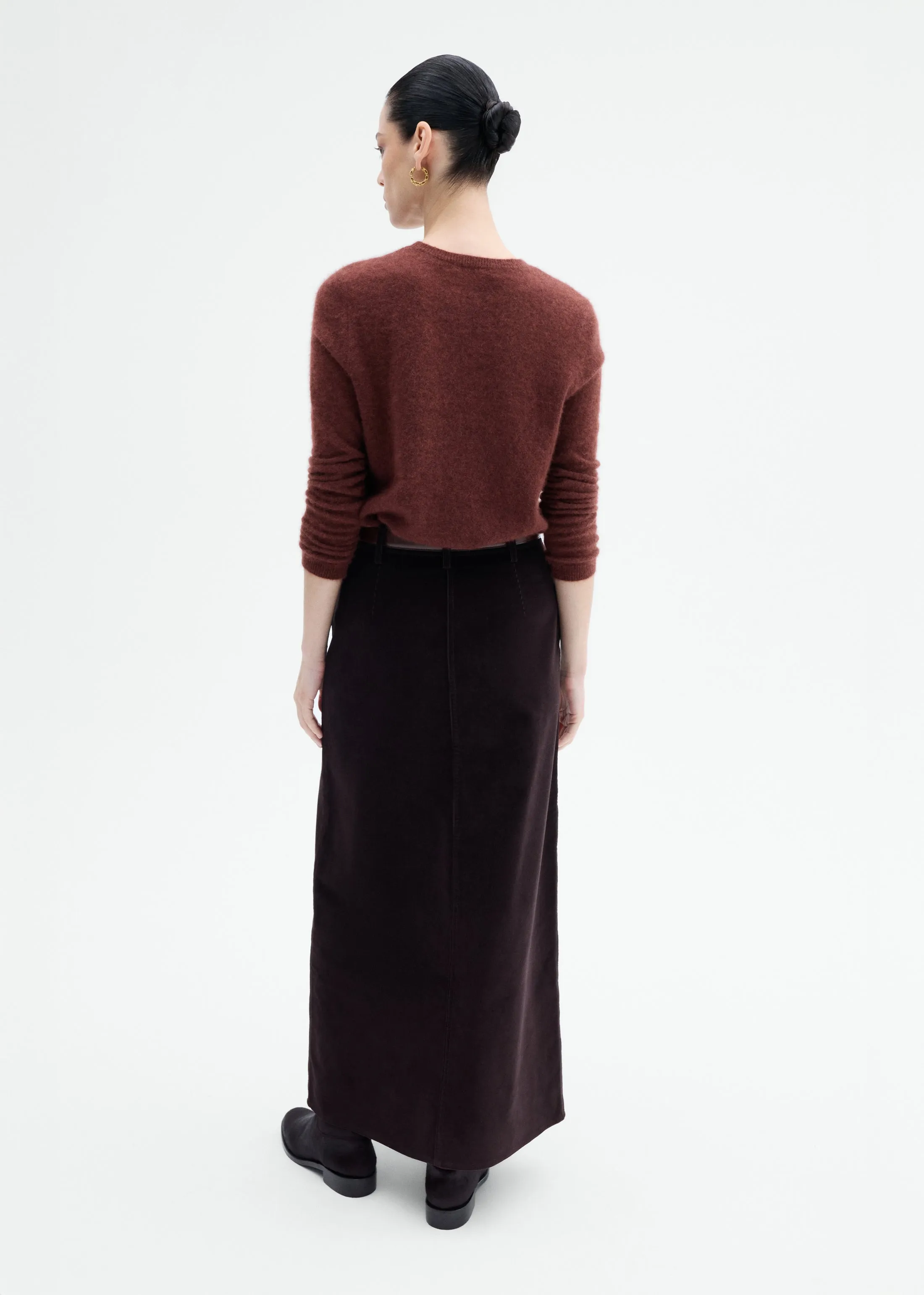 Corduroy Long Pencil Skirt - Chocolate sold by CO product image thumbnail 3