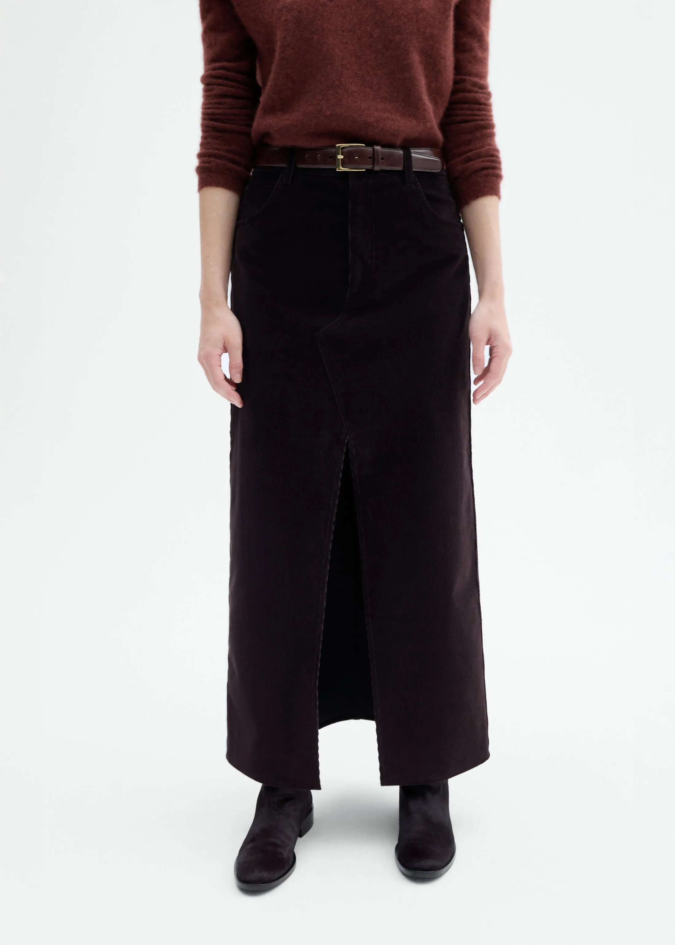 Corduroy Long Pencil Skirt - Chocolate sold by CO product image thumbnail 5
