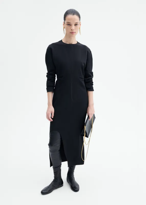Keyhole Dress in Viscose Wool - Black sold by CO
