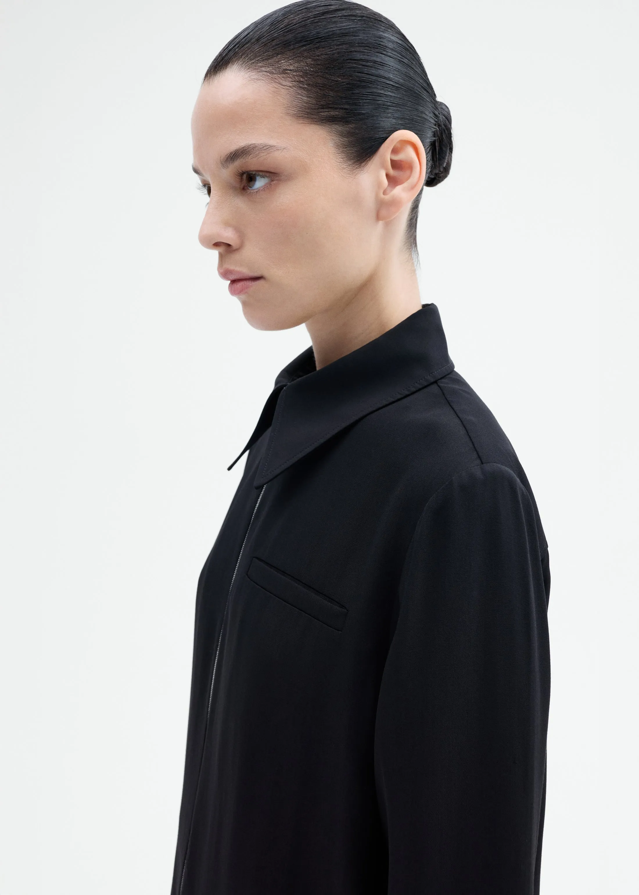 Zip-Front Dress in Viscose Wool - Black sold by CO product image thumbnail 5