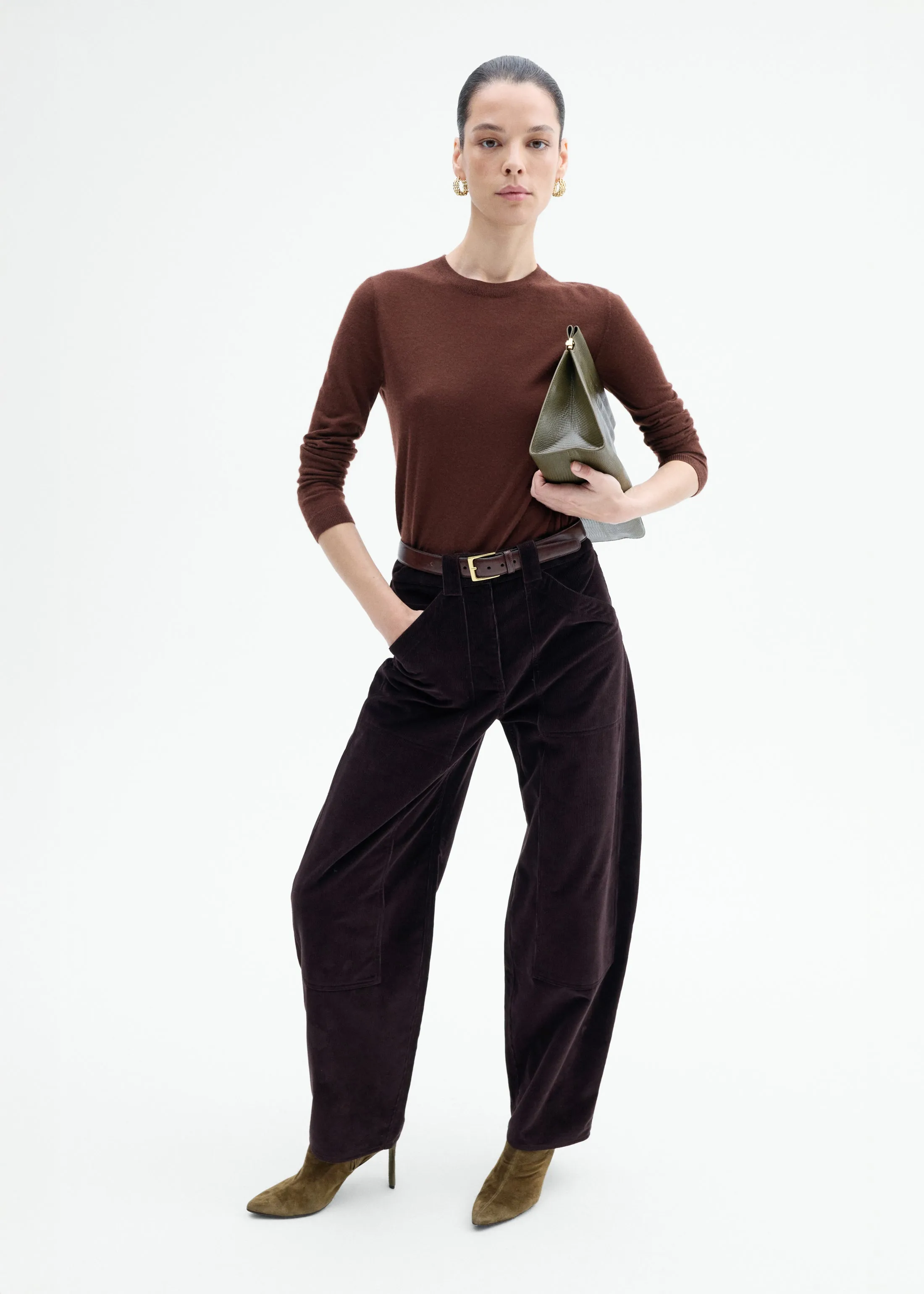 Corduroy Barrel Pant - Chocolate sold by CO
