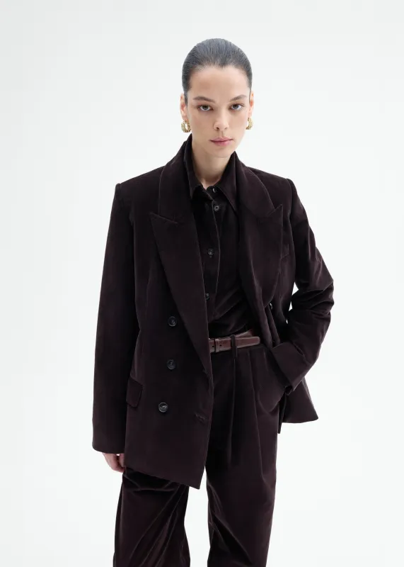 Corduroy Tuxedo Blazer - Chocolate made by CO