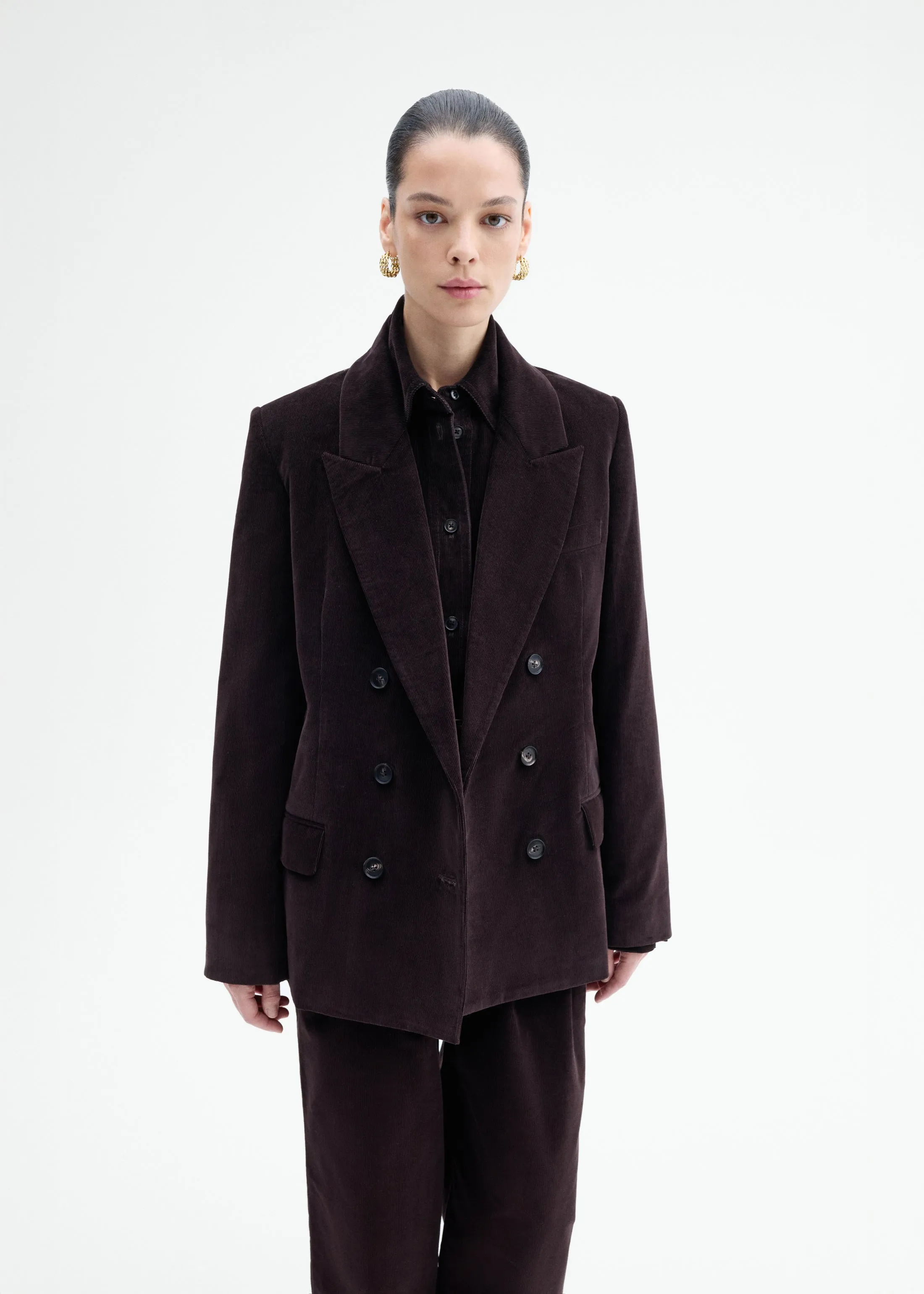 Corduroy Tuxedo Blazer - Chocolate sold by CO product image thumbnail 2