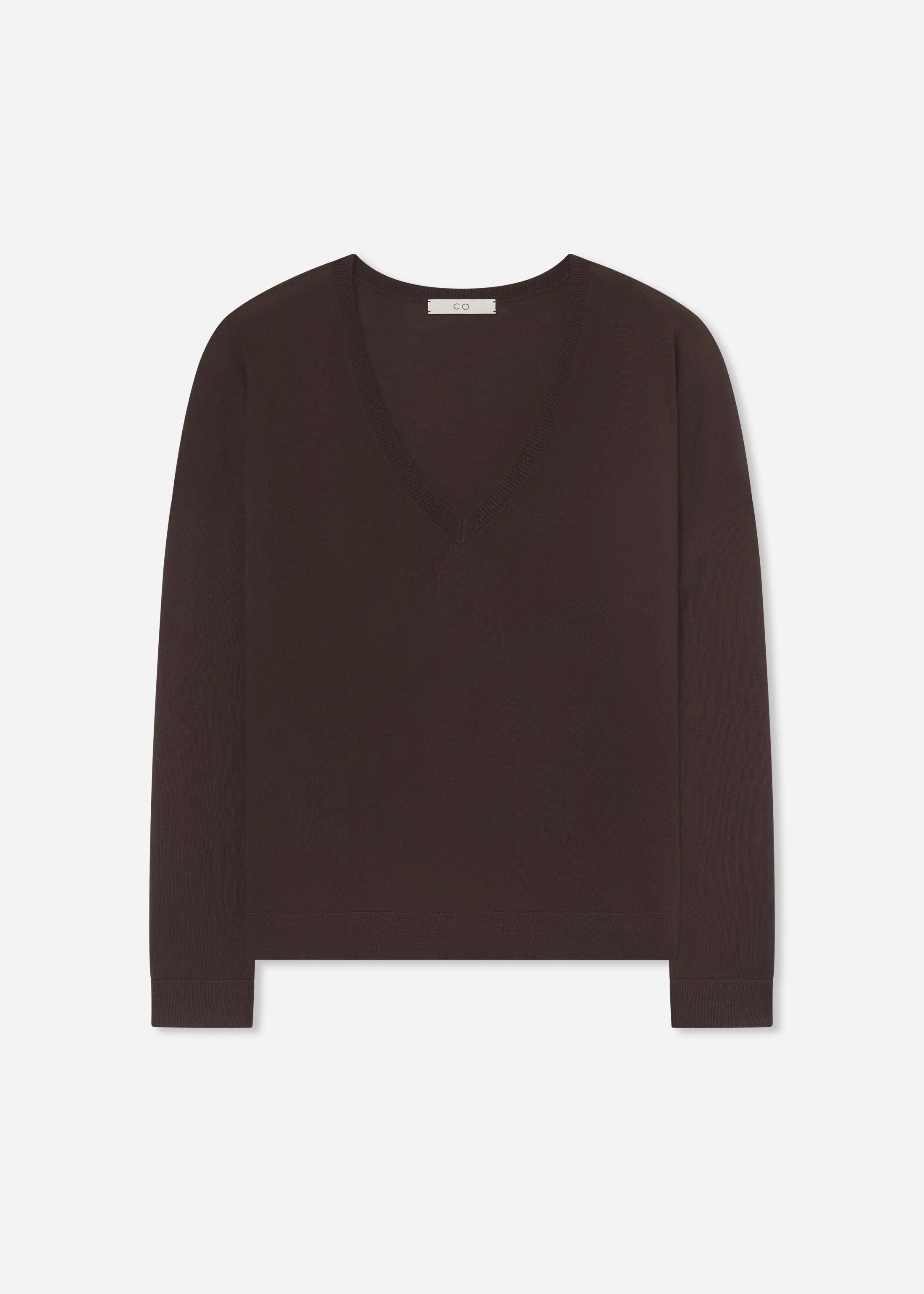V-Neck Sweater in Fine Cashmere - Chocolate sold by CO product image thumbnail 3