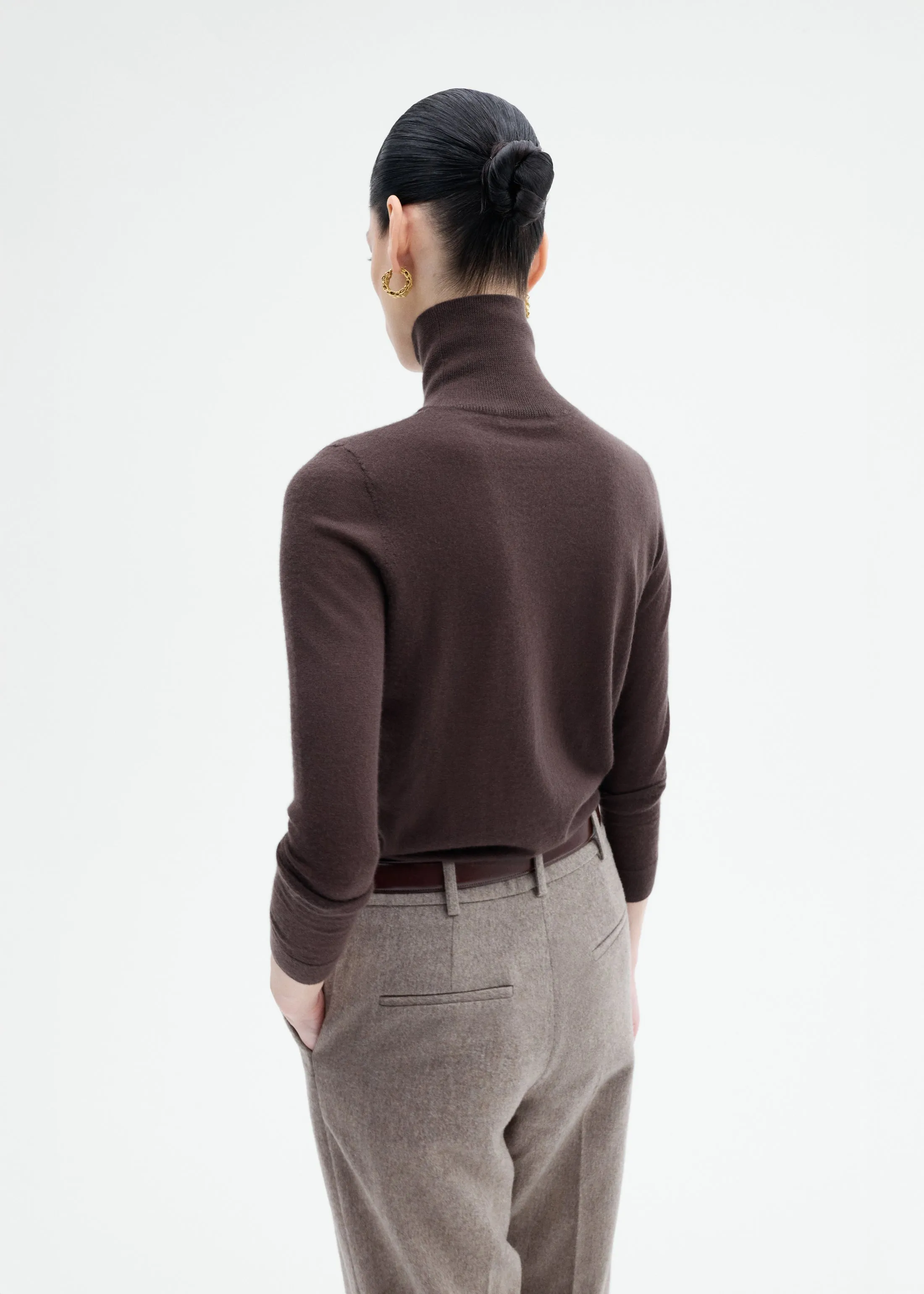 Slim Turtleneck in Fine Cashmere - Chocolate sold by CO product image thumbnail 3