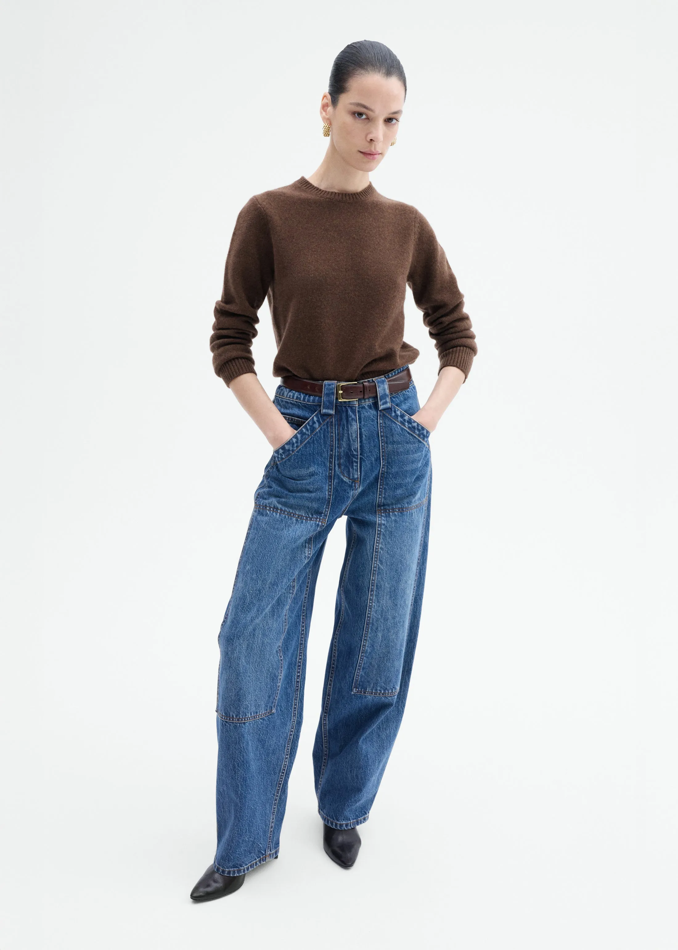 Crew Sweater in Cashmere - Brown sold by CO product image thumbnail 3