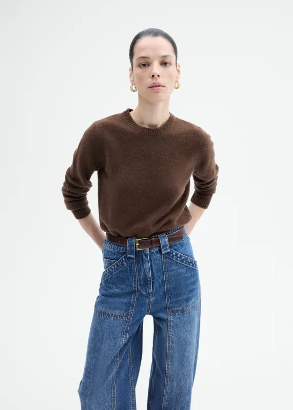 Crew Sweater in Cashmere - Brown made by CO