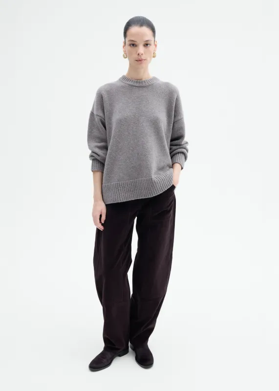 Boyfriend Crew Sweater in Wool Cashmere - Taupe sold by CO