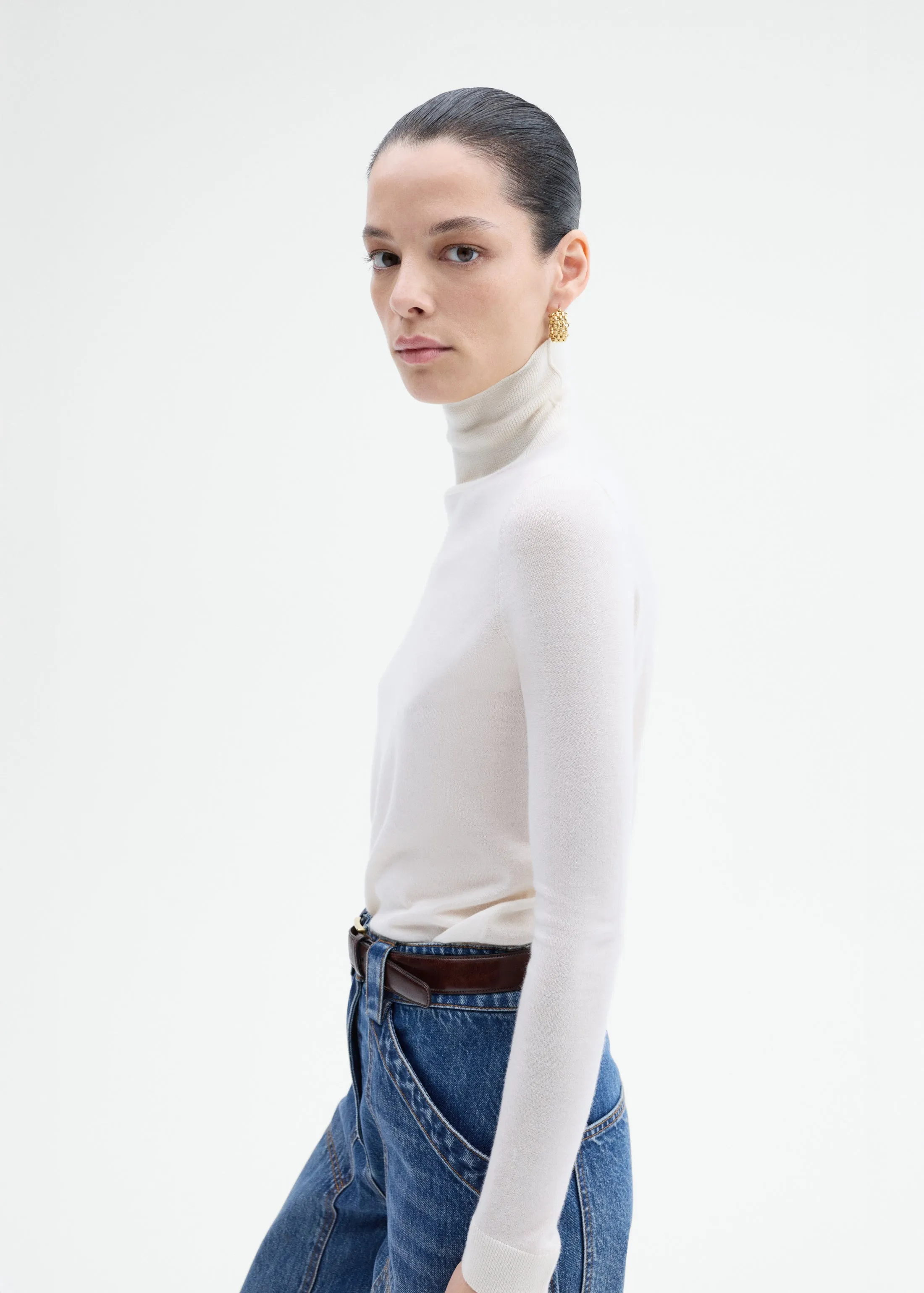 Slim Turtleneck in Fine Cashmere - Ivory sold by CO product image thumbnail 2