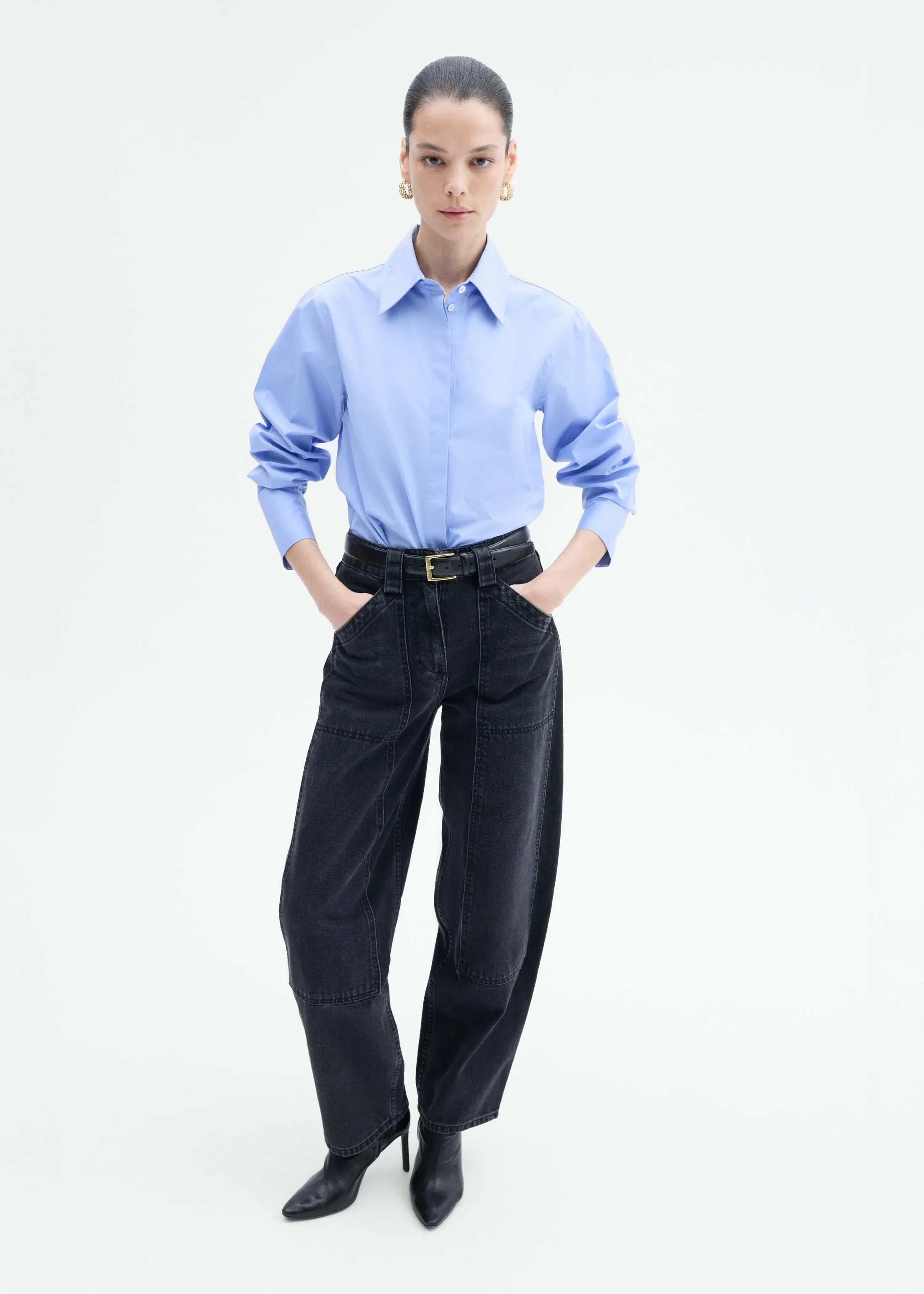 Fitted Shirt in Cotton Poplin - Blue sold by CO product image thumbnail 5