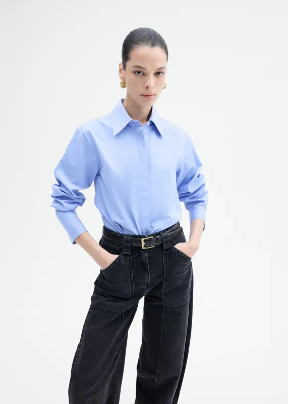 Fitted Shirt in Cotton Poplin - Blue sold by CO