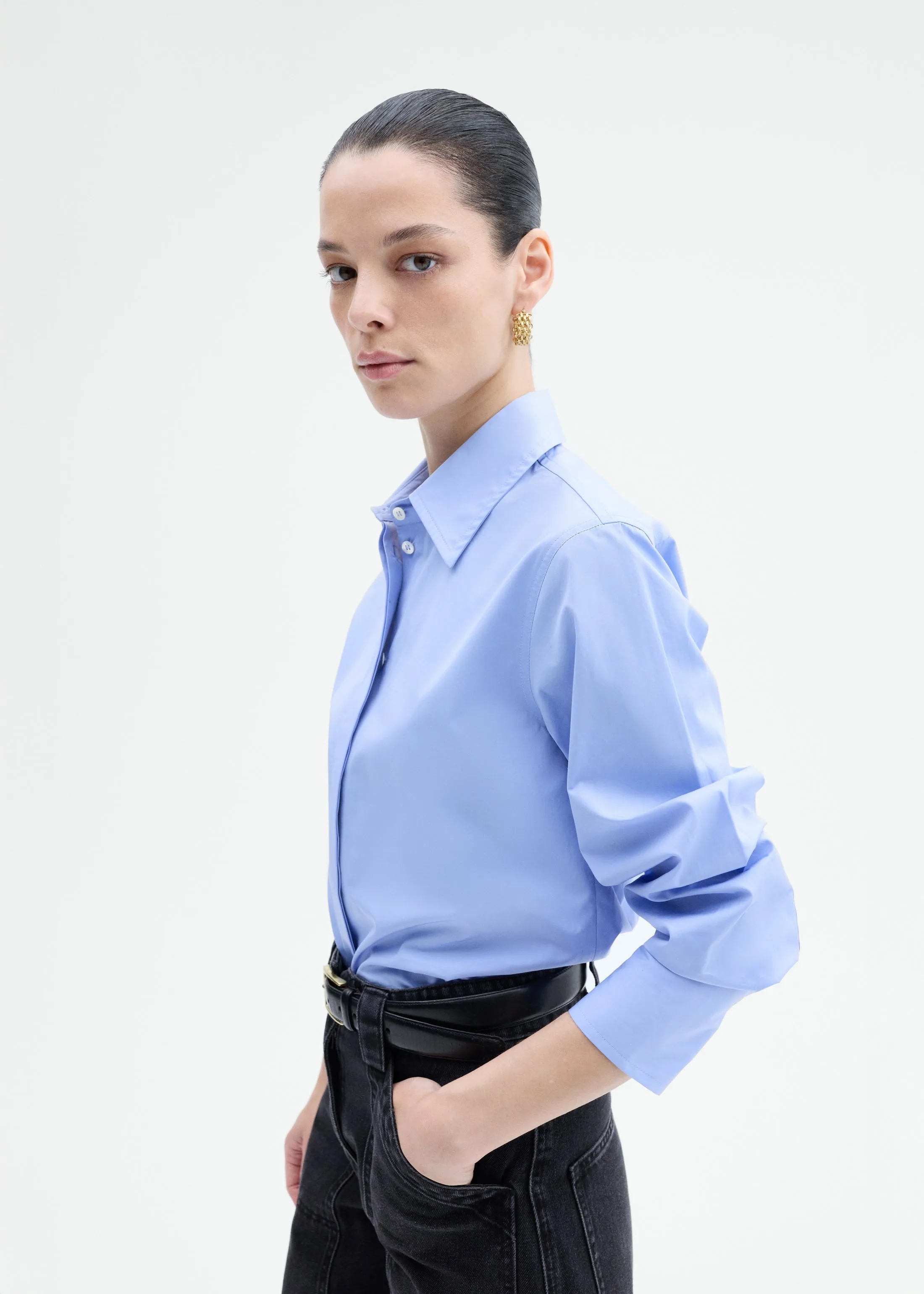 Fitted Shirt in Cotton Poplin - Blue sold by CO product image thumbnail 2