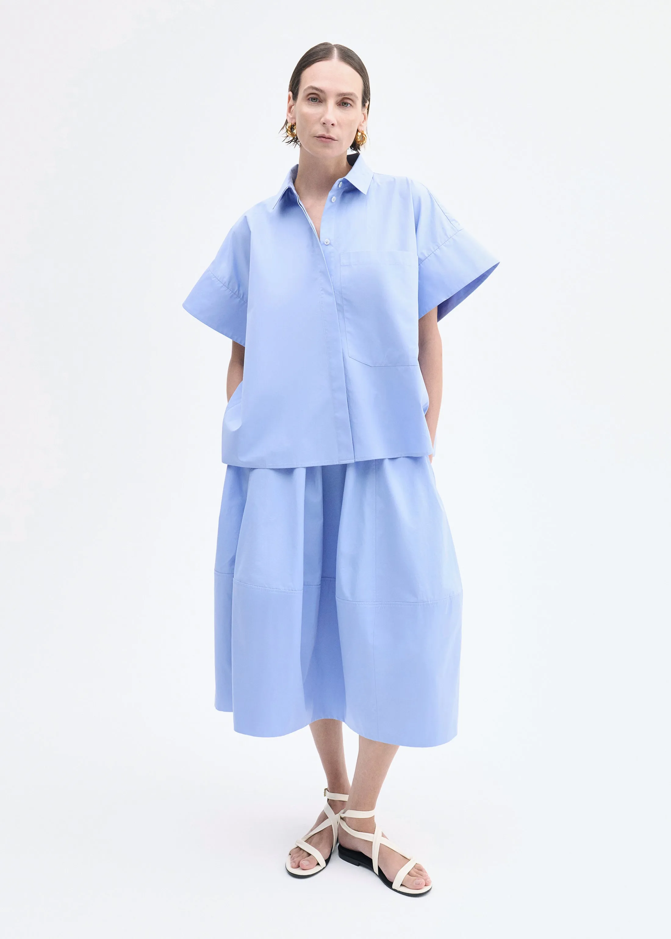 Full Skirt in Cotton Poplin - Blue sold by CO