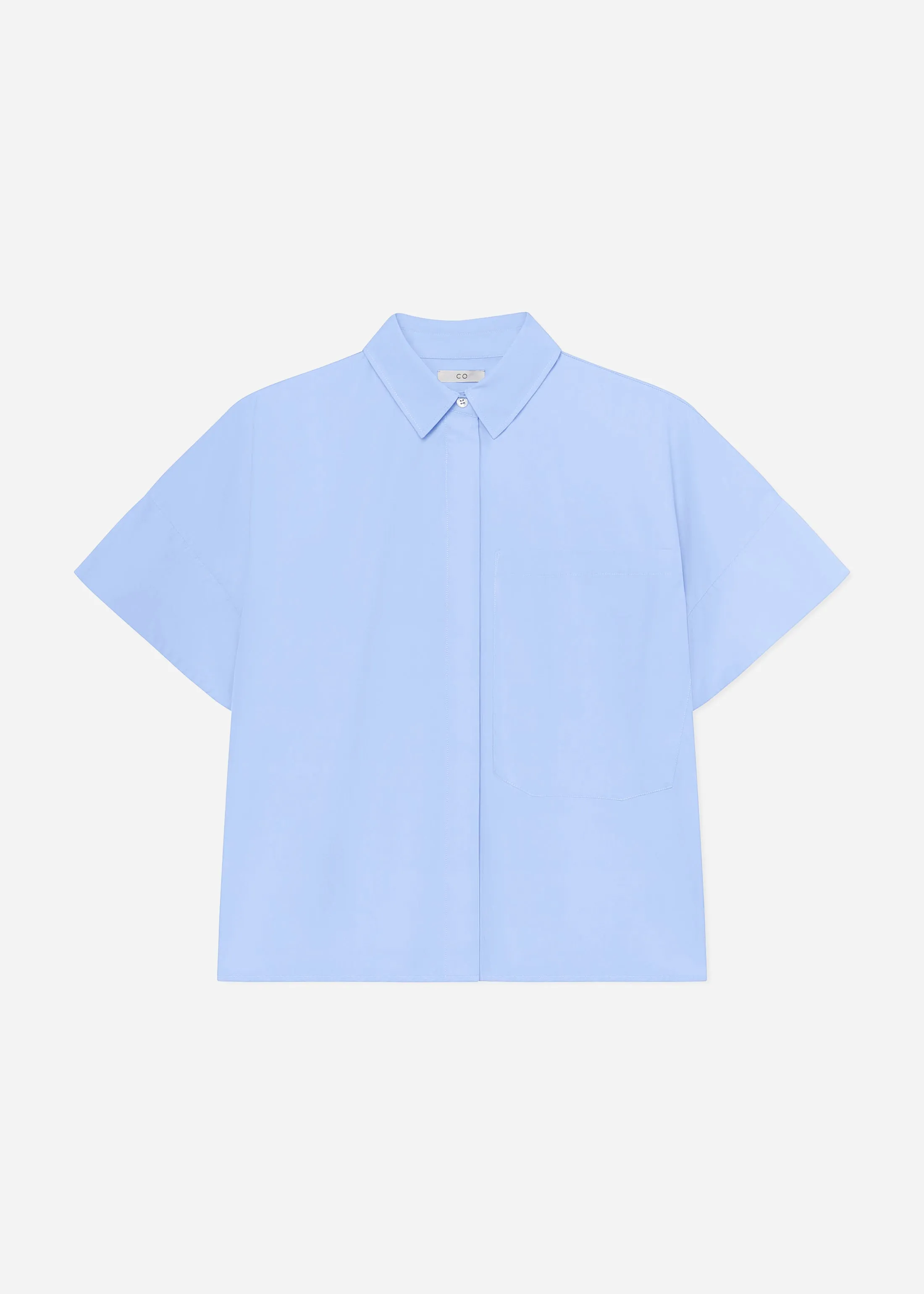 Boxy Short Sleeve Shirt in Cotton Poplin - Blue sold by CO product image thumbnail 5