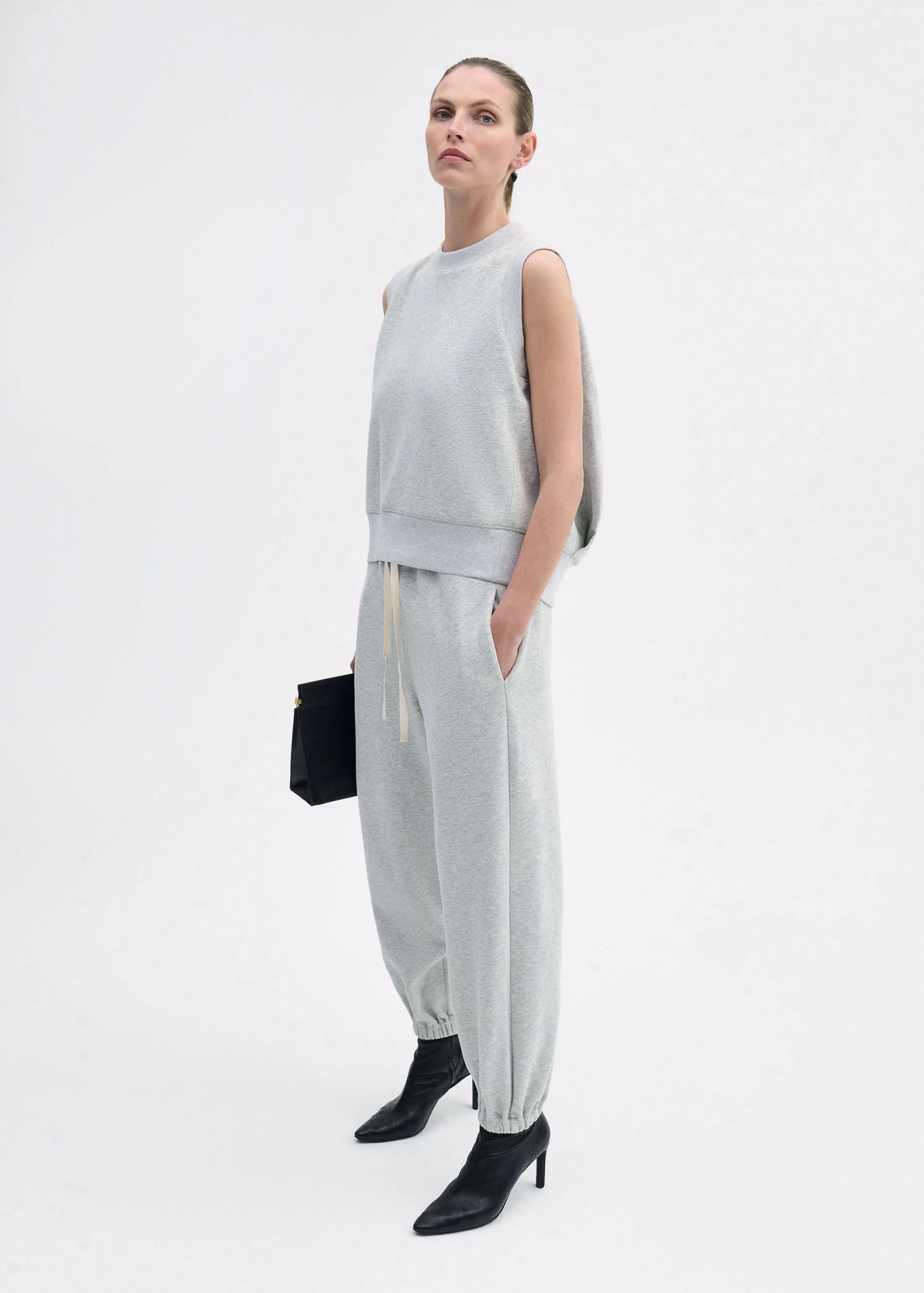 Stretch Jogger in Scuba Jersey - Heather Grey sold by CO