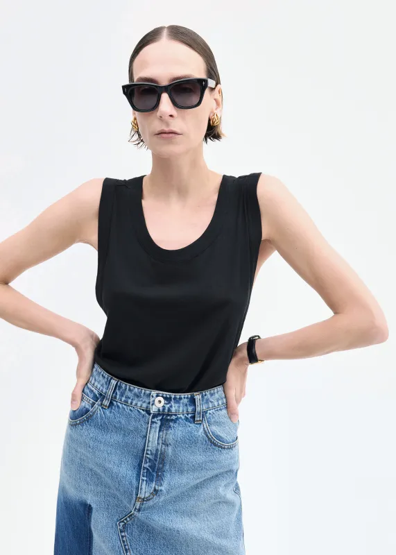Loose Tank in Slub Jersey - Black sold by CO