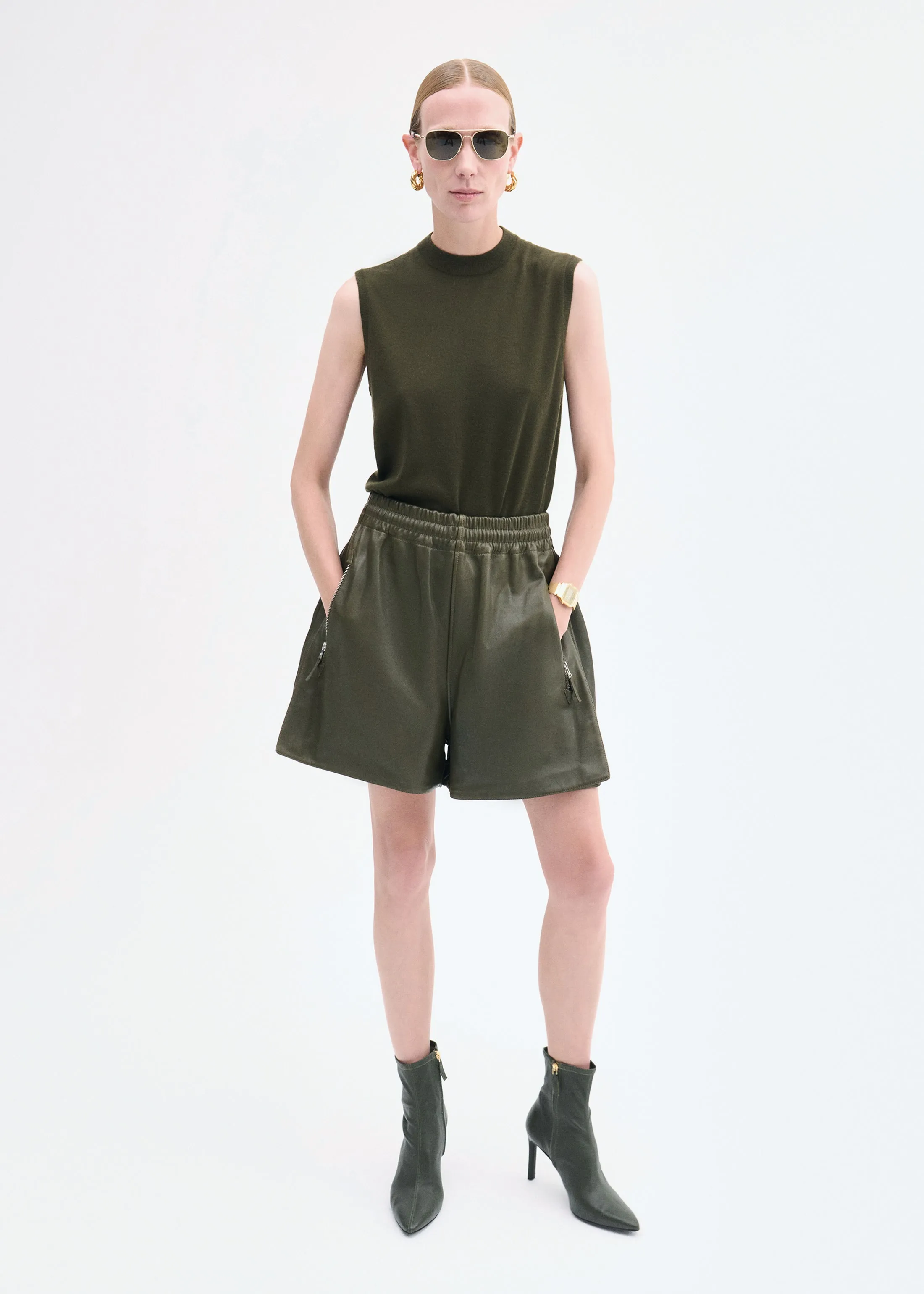 Combat Short in Leather - Olive sold by CO