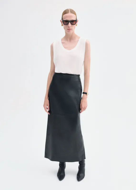 Full-Length Pencil Skirt in Leather - Black sold by CO