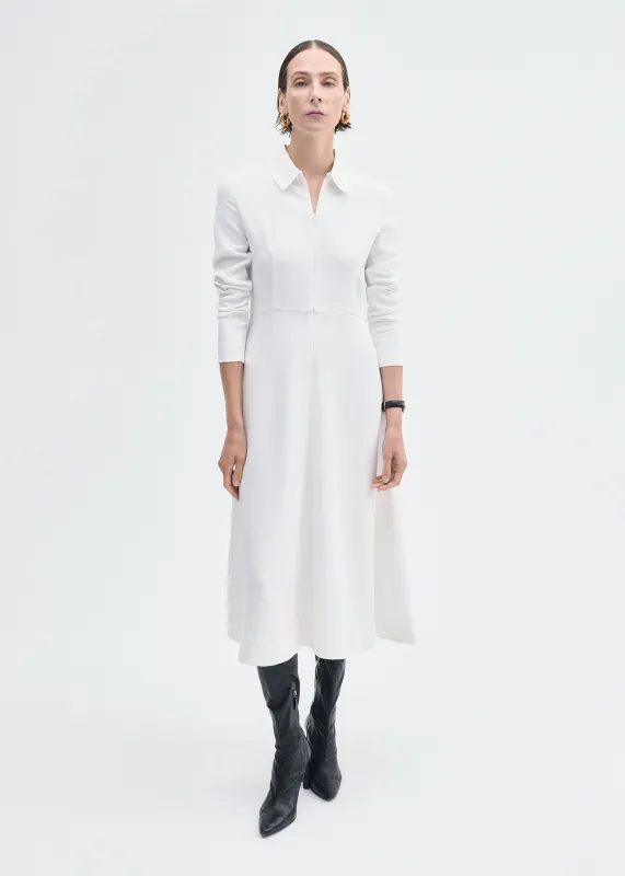 Long Sleeve Shirt Dress in Crepe - Ivory sold by CO