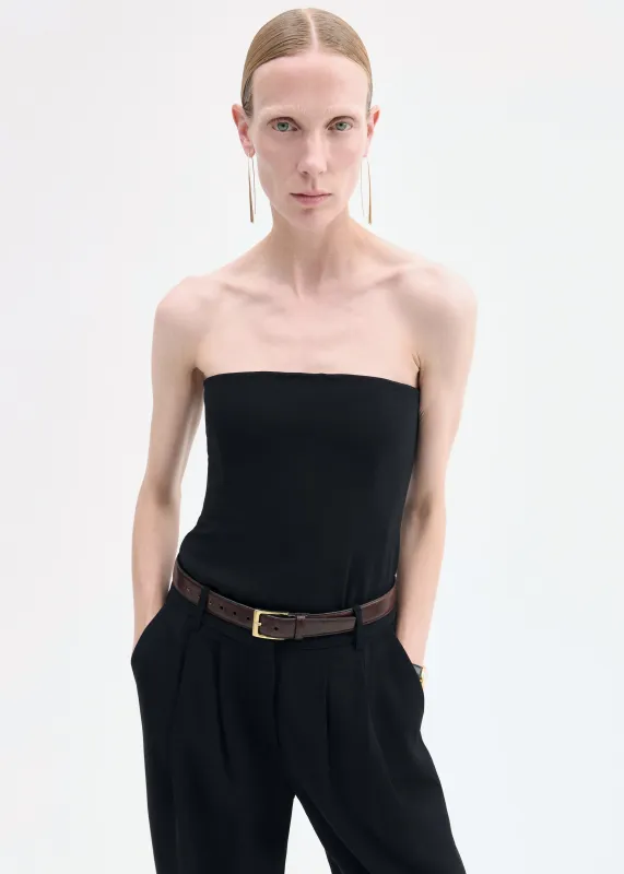 Strapless Bustier Top in Crepe - Black sold by CO