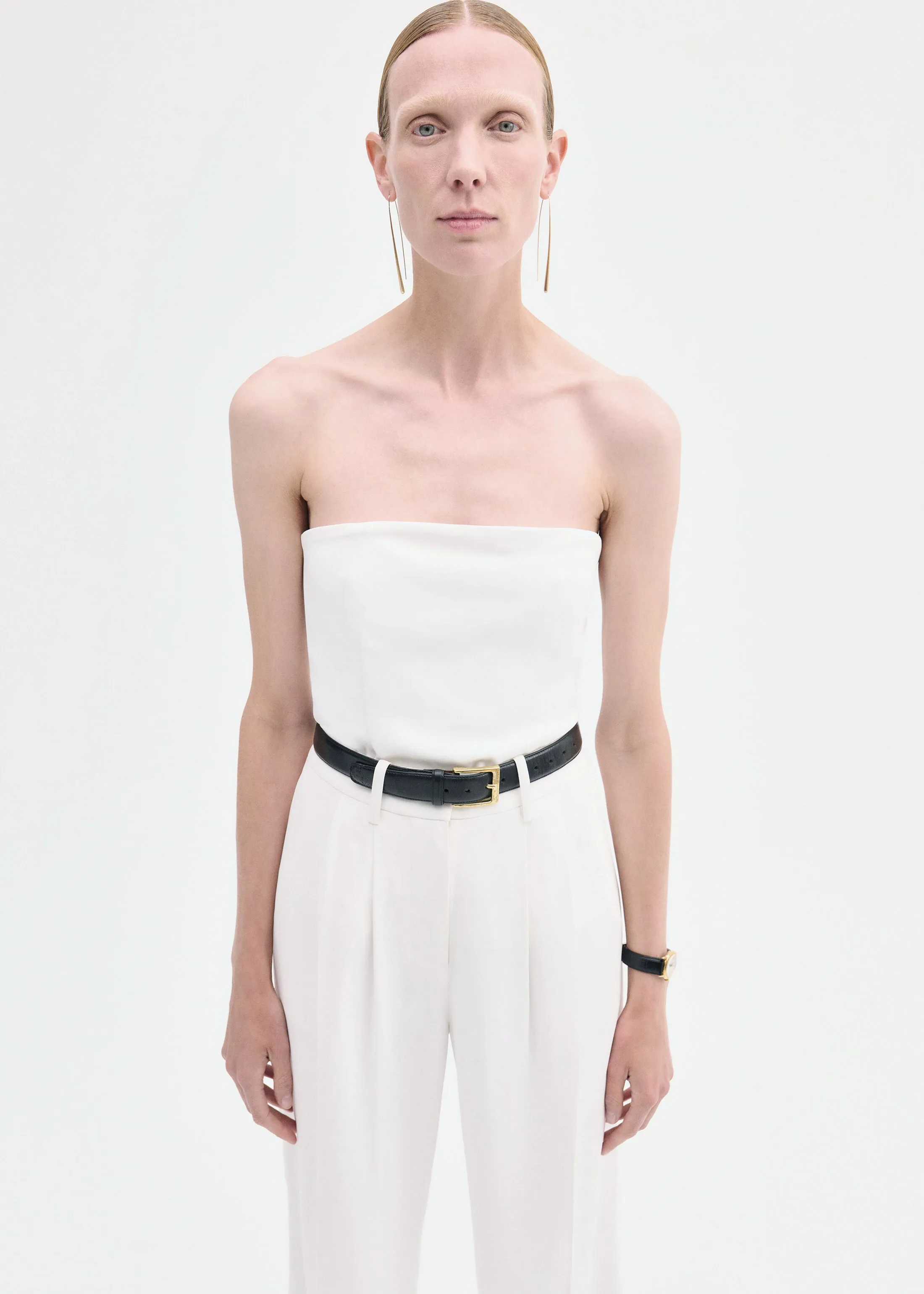 Strapless Bustier Top in Crepe - Ivory sold by CO