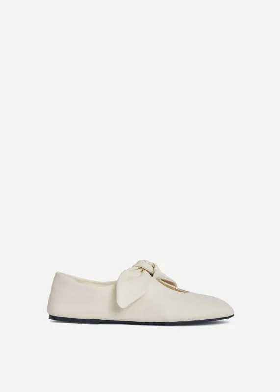 Leather Bow Flat in Ivory made by CO