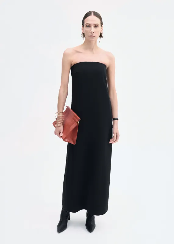 Strapless Column Dress in Viscose Crepe - Black made by CO